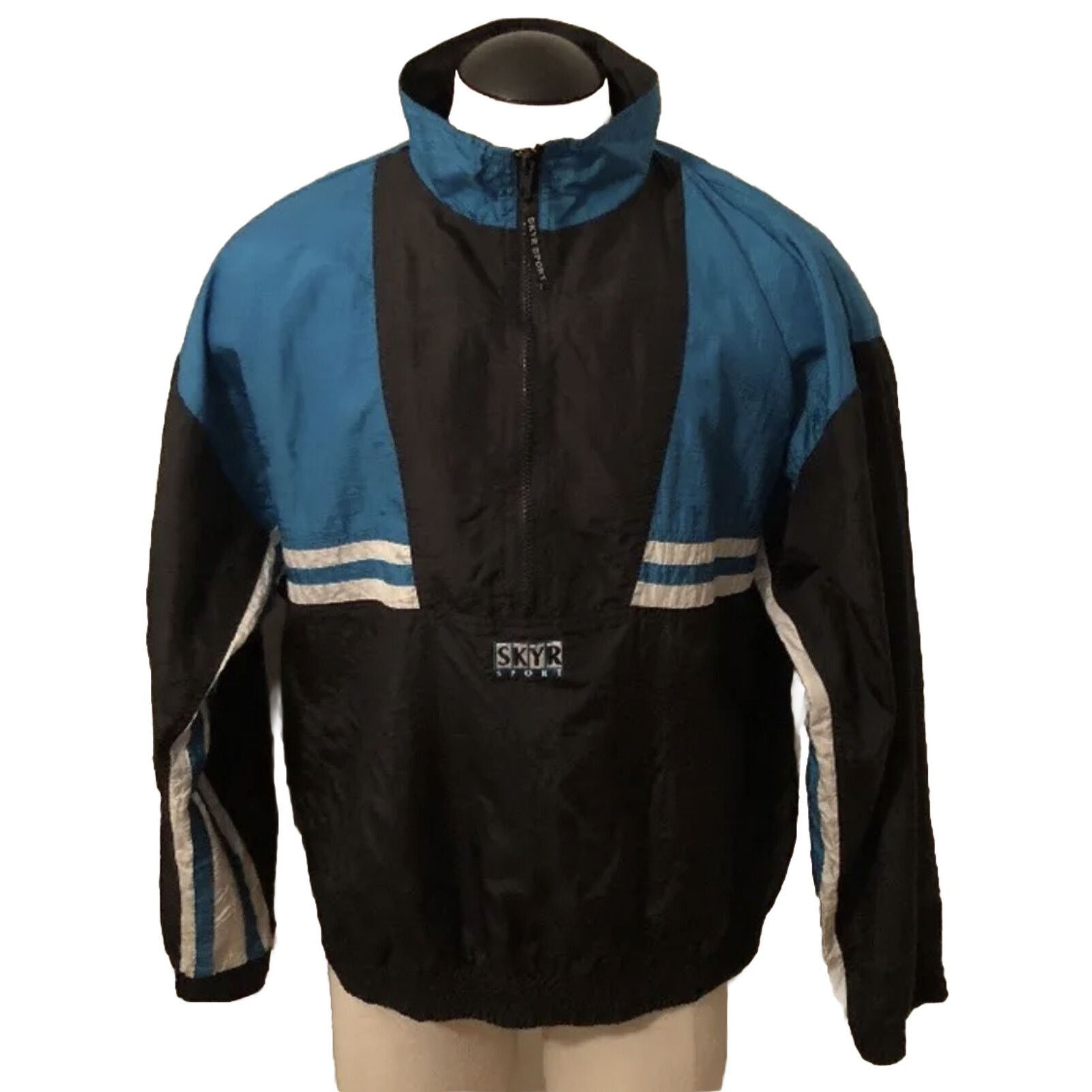 The Unbranded Brand Skyr VTG Men’s XL Black Blue 1/2 Zip LS Nylon Poly Jacket Size US XL / EU 56 / 4 - 1 Thumbnail