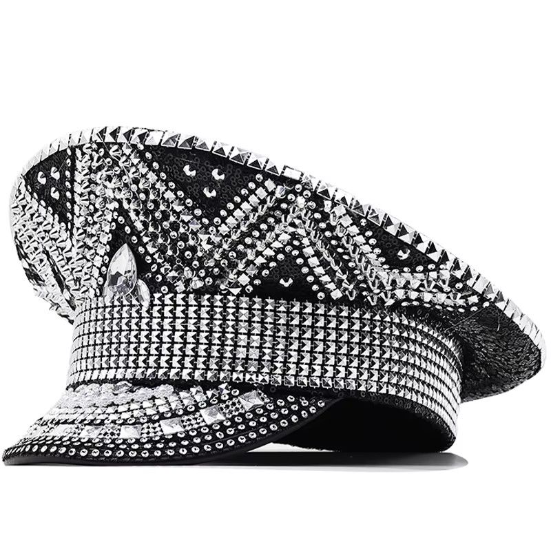 Other Luxury Rhinestone Women Bride Captain Hat Black Size ONE SIZE - 1 Thumbnail