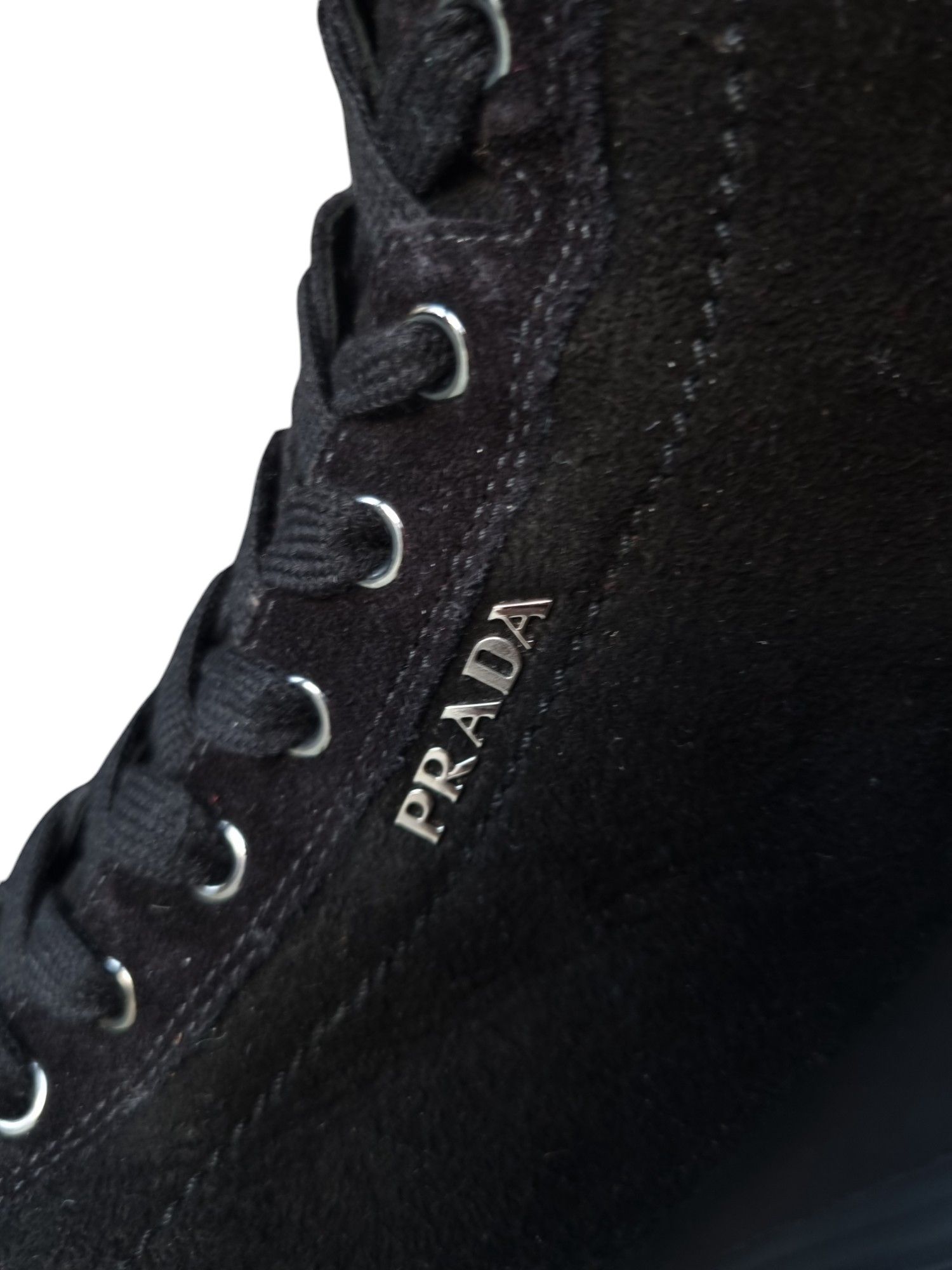 Prada Box Prada Suede Sheepskin Wedge Lace Up Leather Upper Boots Size US 6 / IT 36 - 13 Thumbnail