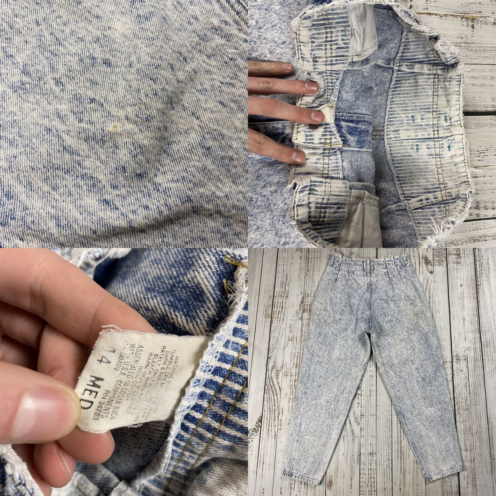 Lee VINTAGE 80s 90s LEE RIDERS MOM JEANS Womens 14 30L Blue Acid Wash Distressed Classic 5-Pocket Size 36" / US 14 / IT 50 - 8 Thumbnail