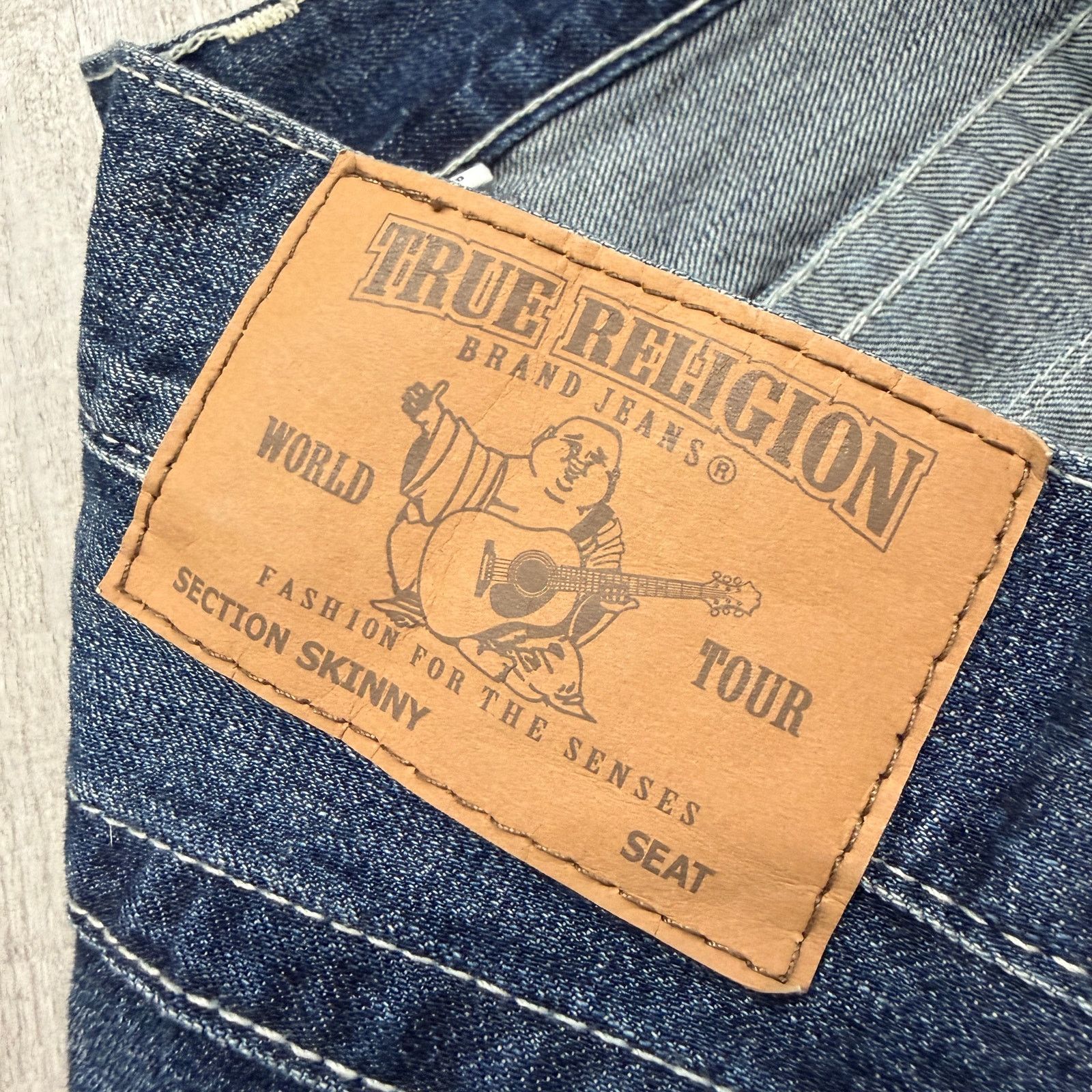 True Religion True Religion Jeans Mens 33x33 Blue Denim Skinny Flap Pocket Size US 33 - 7 Thumbnail