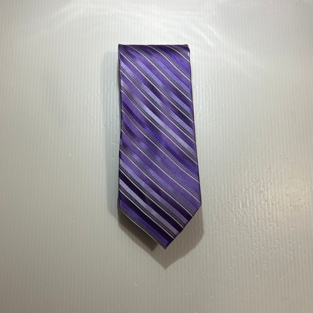 Arrow Arrow Platinum Classic Men Silk Tie 58” Purple Striped Size ONE SIZE - 1 Thumbnail
