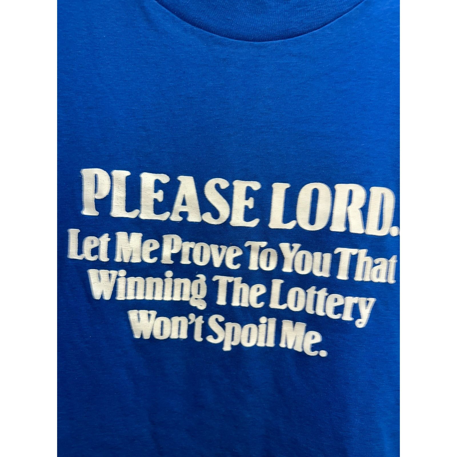 Anvil Vintage Lottery Shirt Please Lord Winning Tee 80s 1980s L Size US L / EU 52-54 / 3 - 3 Thumbnail