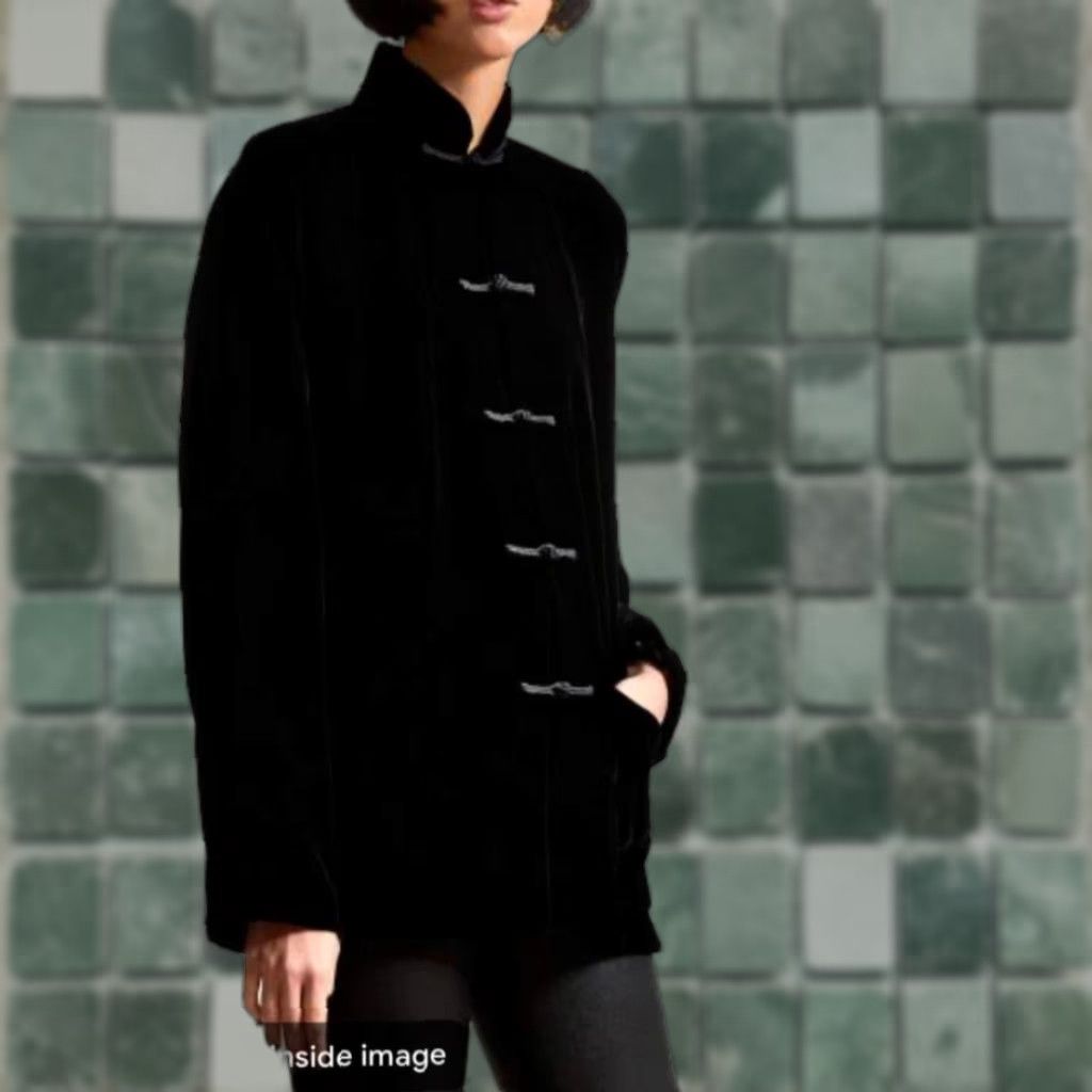 VINTAGE Shanghai Tang Jacket Women 34 Velvet Mandarin Collar