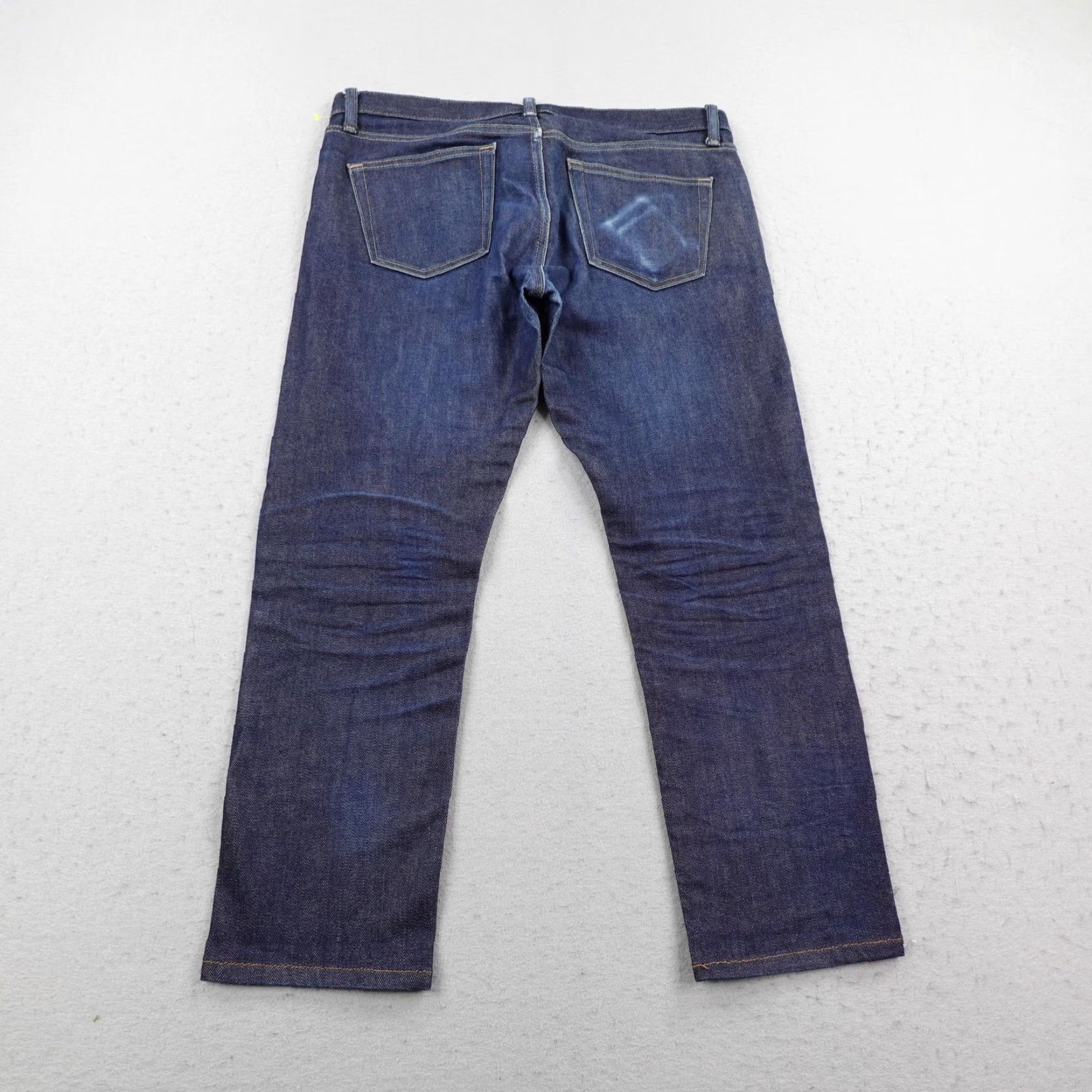 Uniqlo Uniqlo Jeans Mens 33x32 Blue Kaihara Selvedge Slim Straight Low Rise Faded Jeans Size US 33 - 5 Thumbnail