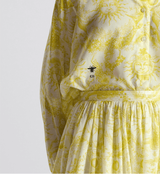 Dior o1w1db10925 421B54 Long Blouse in White/Lemon Yellow Size L / US 10 / IT 46 - 6 Thumbnail