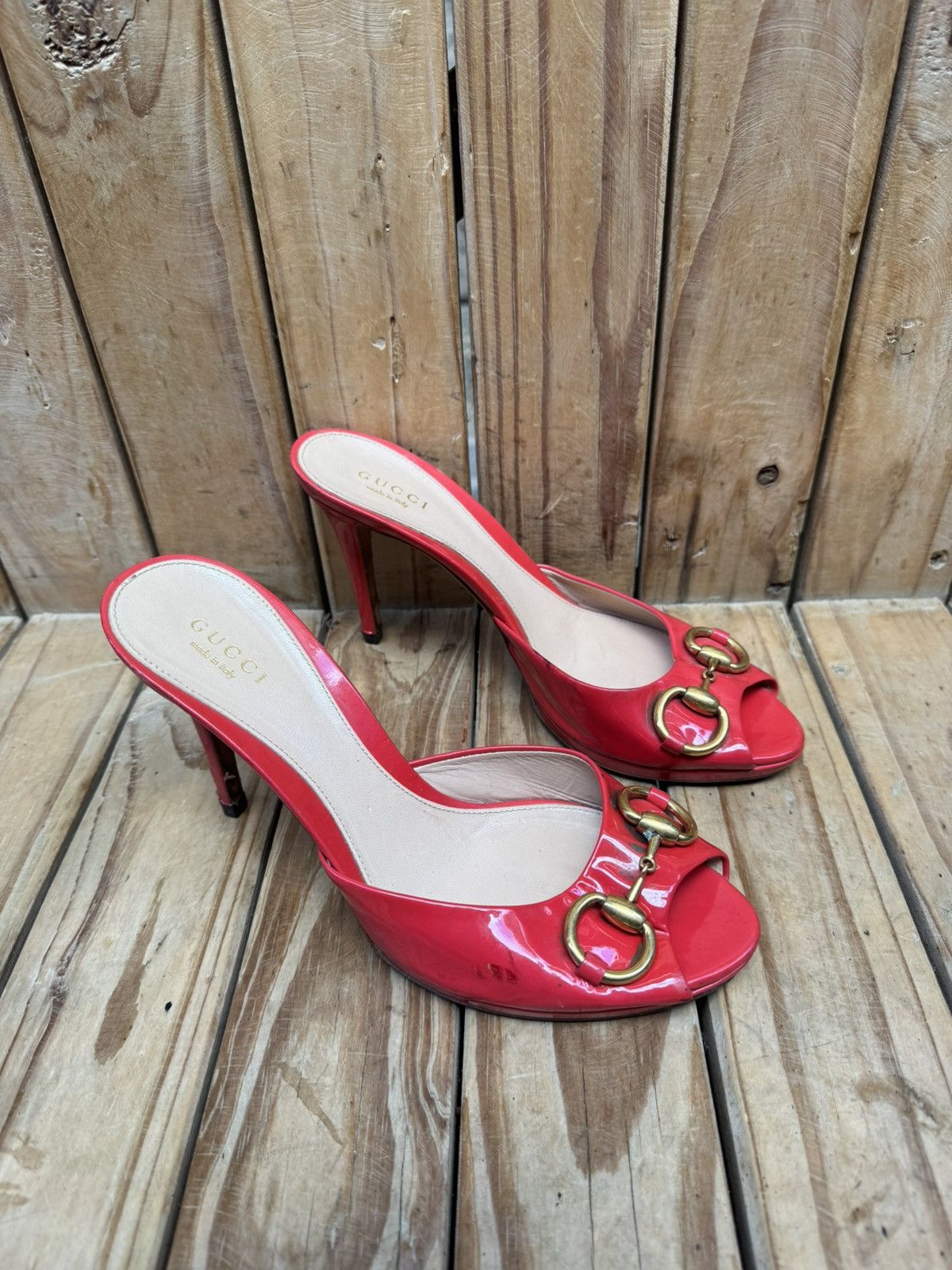 Gucci Gucci Red women’s slip on patent leather heels EUR 37.5 Size US 7.5 / IT 37.5 - 3 Thumbnail
