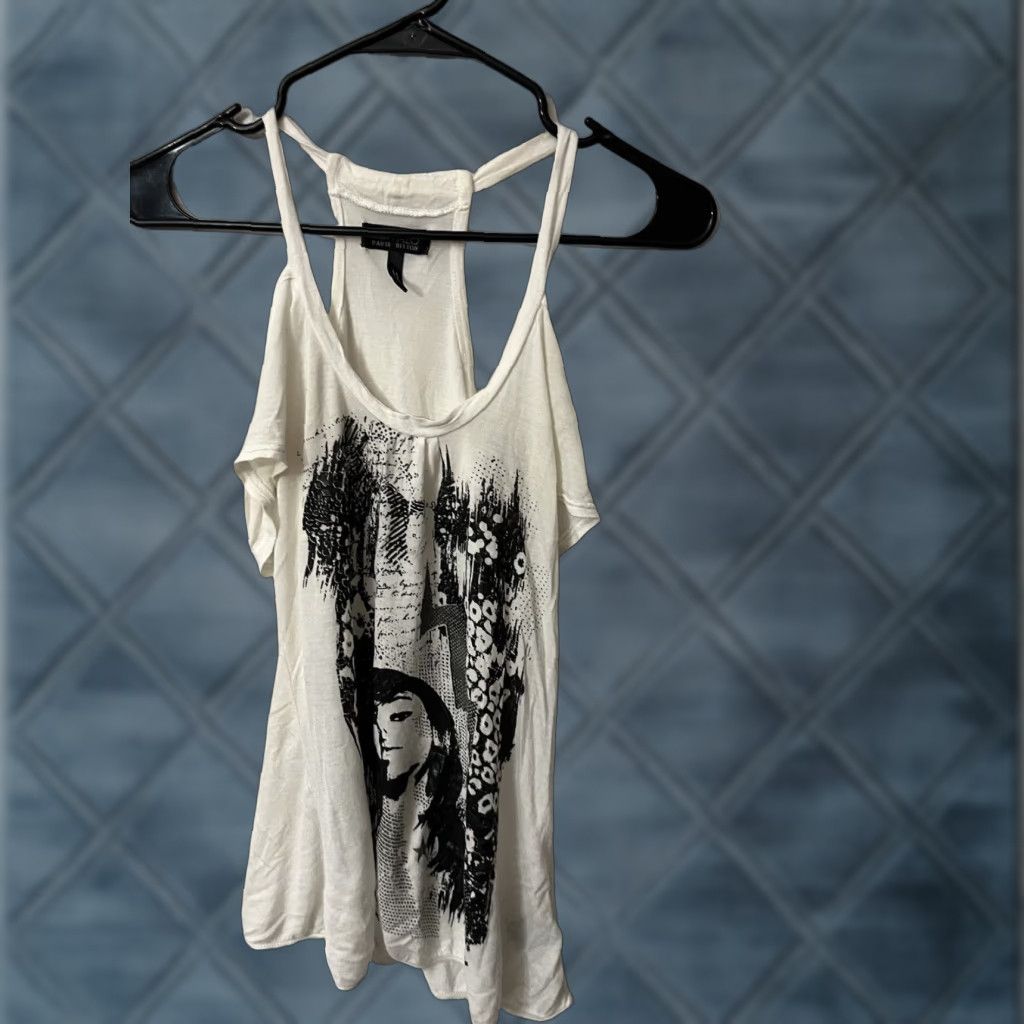 Buffalo David Bitton Buffalo by David Bitton Women Top Small White Blouse Sheer Cold Shoulder Graphic Size S / US 4 / IT 40 - 1 Thumbnail