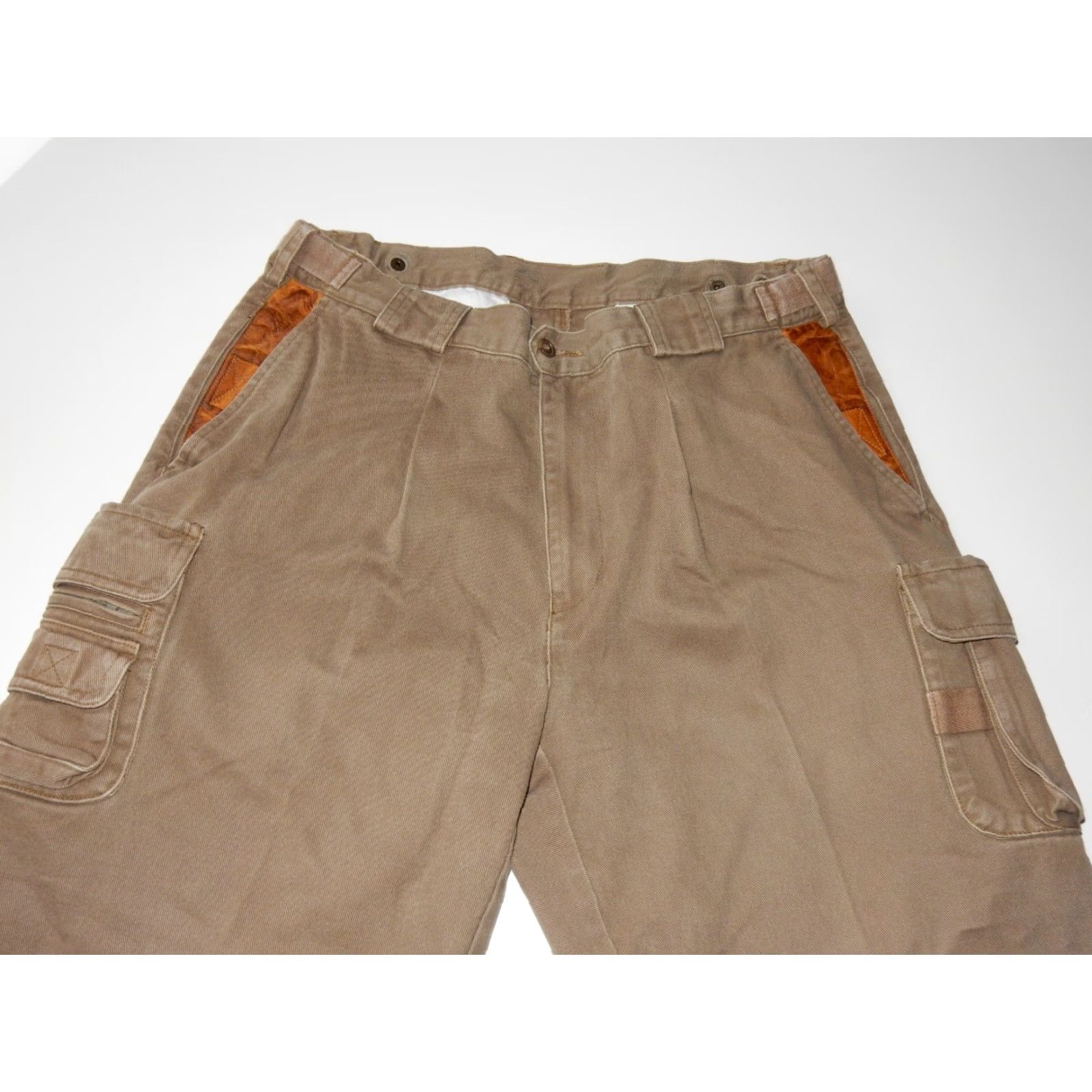 Orvis VINTAGE Orvis Men's Cargo Pants Chino Green Size 36x25 Leather Trim Size US 36 / EU 52 - 3 Thumbnail