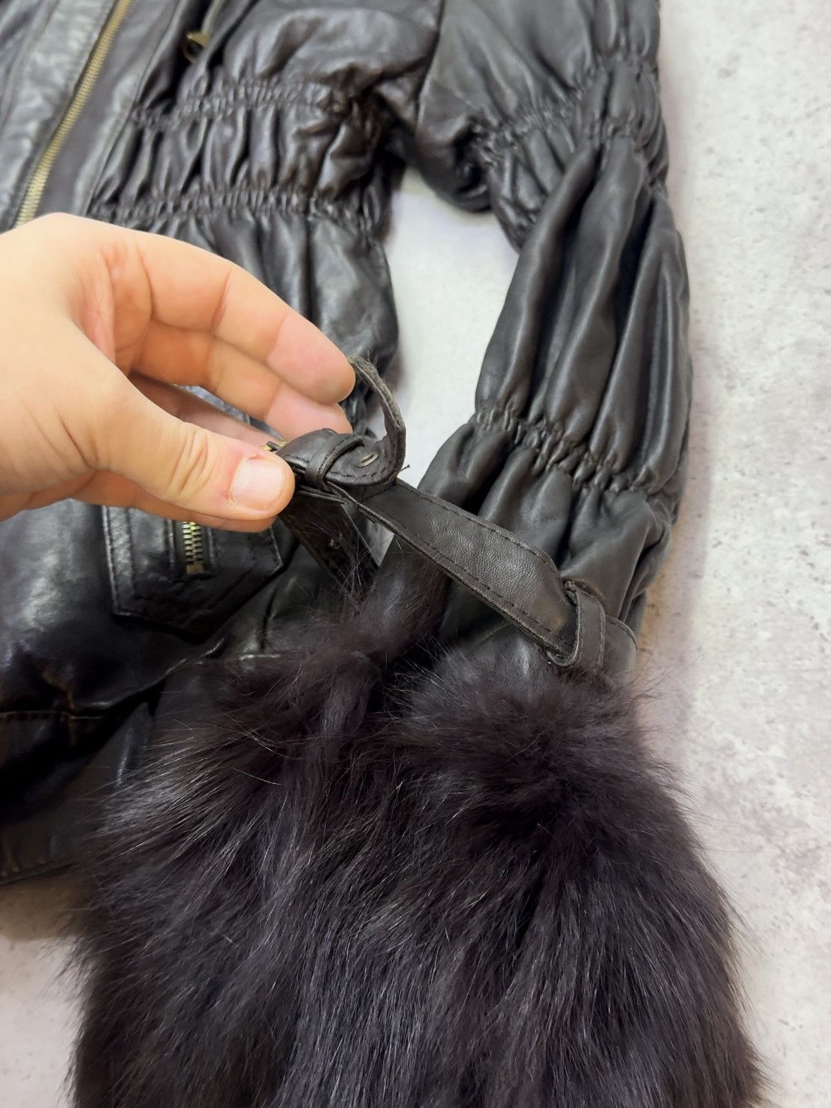 Japanese Brand Vintage Fur Leather/Fur Bandage Double Zip Leather Jacket Size US M / EU 48-50 / 2 - 5 Thumbnail
