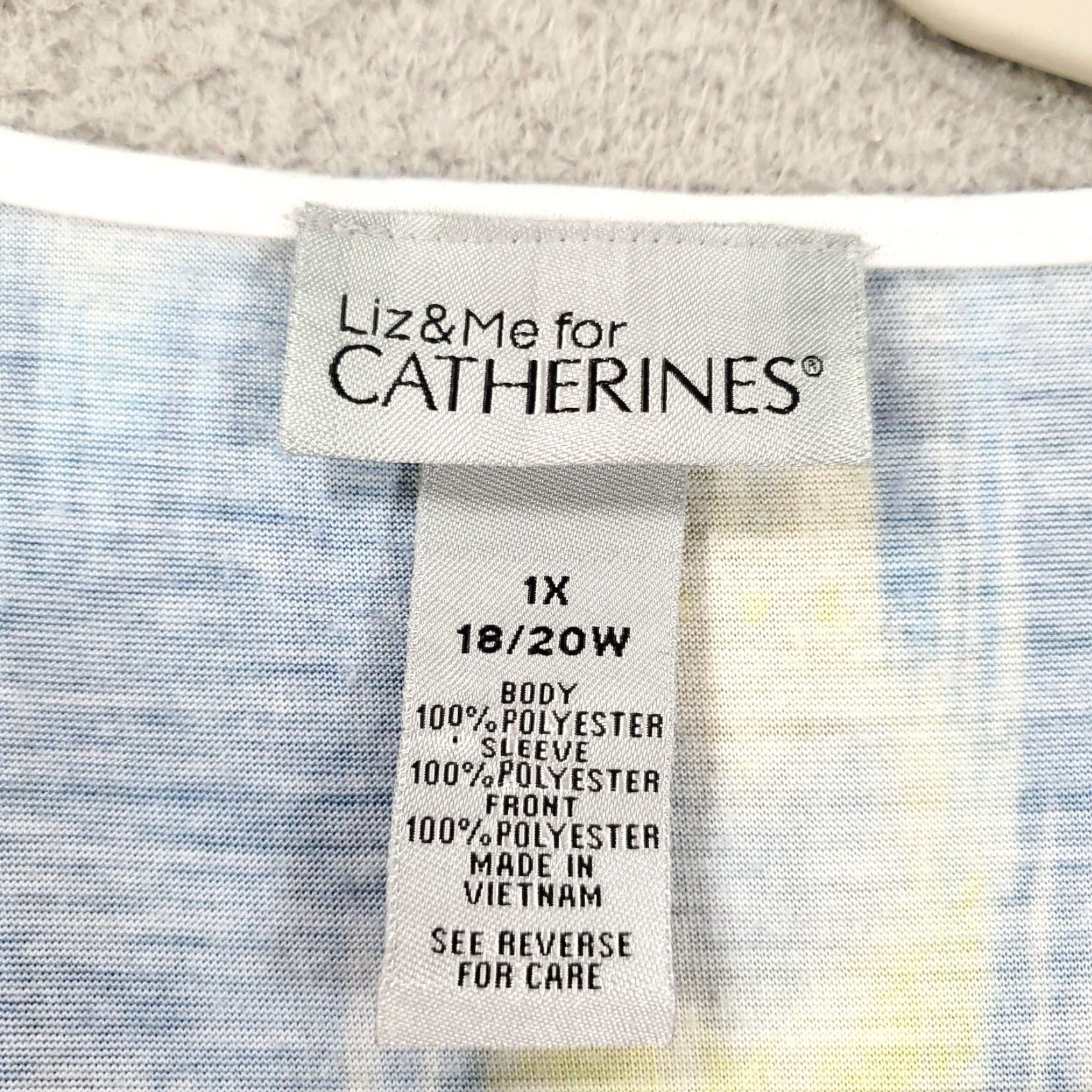 Vintage Catherines Liz & Me Top Womens 1X Blue Green Geometric Rhinestone Lightweight Tunic Blouse Casual Shirt Size XL / US 12-14 / IT 48-50 - 5 Thumbnail