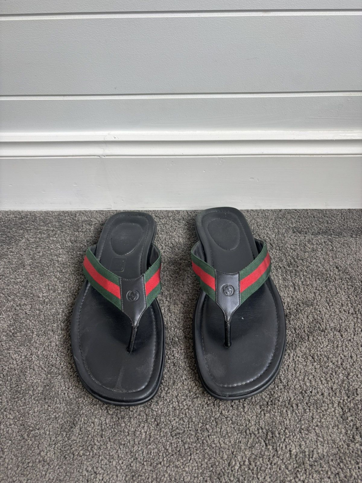 Gucci Gucci Leather Web Thong Sandal Size US 13 / EU 46 - 1 Thumbnail