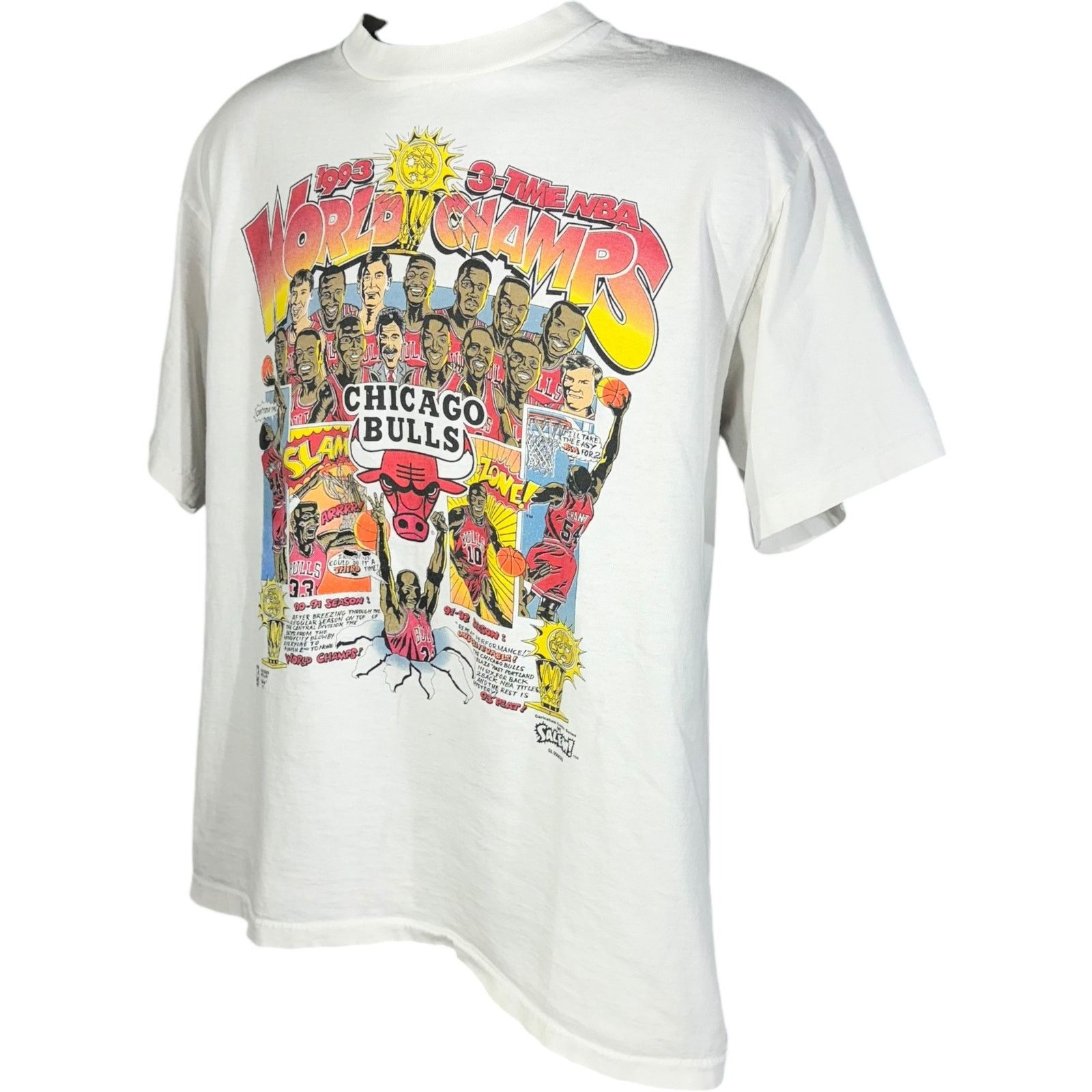 Vintage Vintage Chicago Bulls 3 Time World Champs NBA Tee 1993 Size US L / EU 52-54 / 3 - 3 Thumbnail