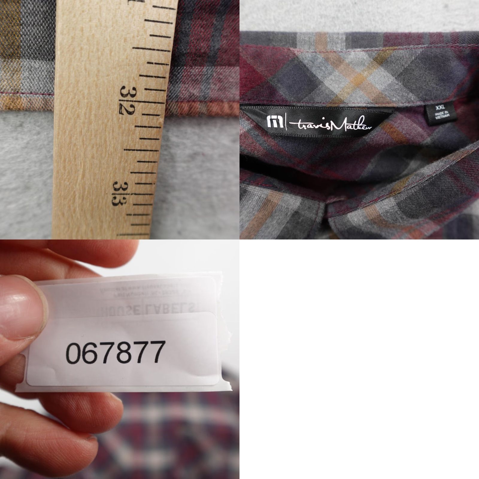 TravisMathew Travis Mathew Shirt Mens 2XL Red Gray Plaid Flannel Button Down Long Sleeve Golf Shirt Size US XXL / EU 58 / 5 - 8 Thumbnail