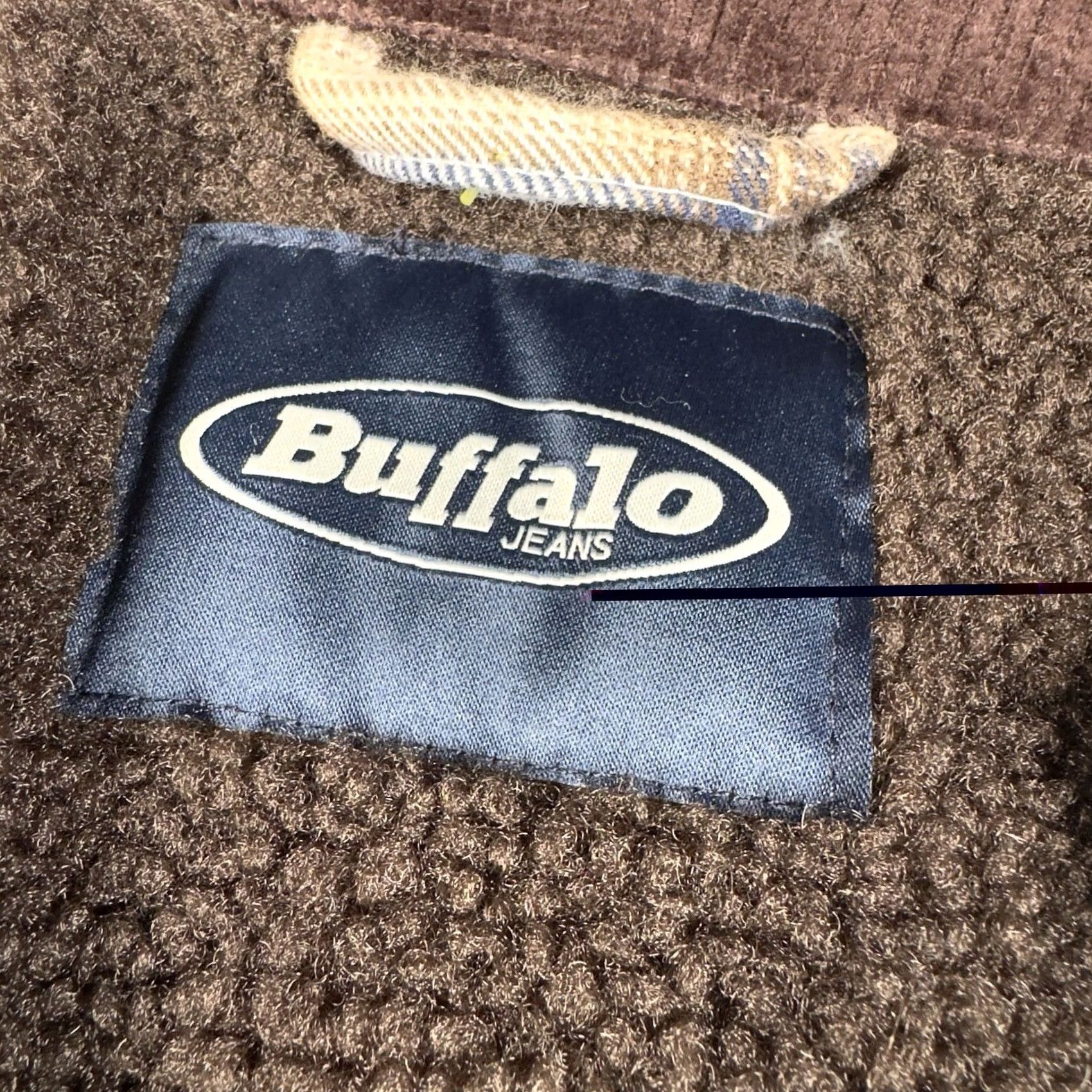 Vintage Buffalo Jeans Jordyn Shacket Mens L Tan Plaid Sherpa Lined Flannel Cord Collar Size US 33 - 7 Thumbnail