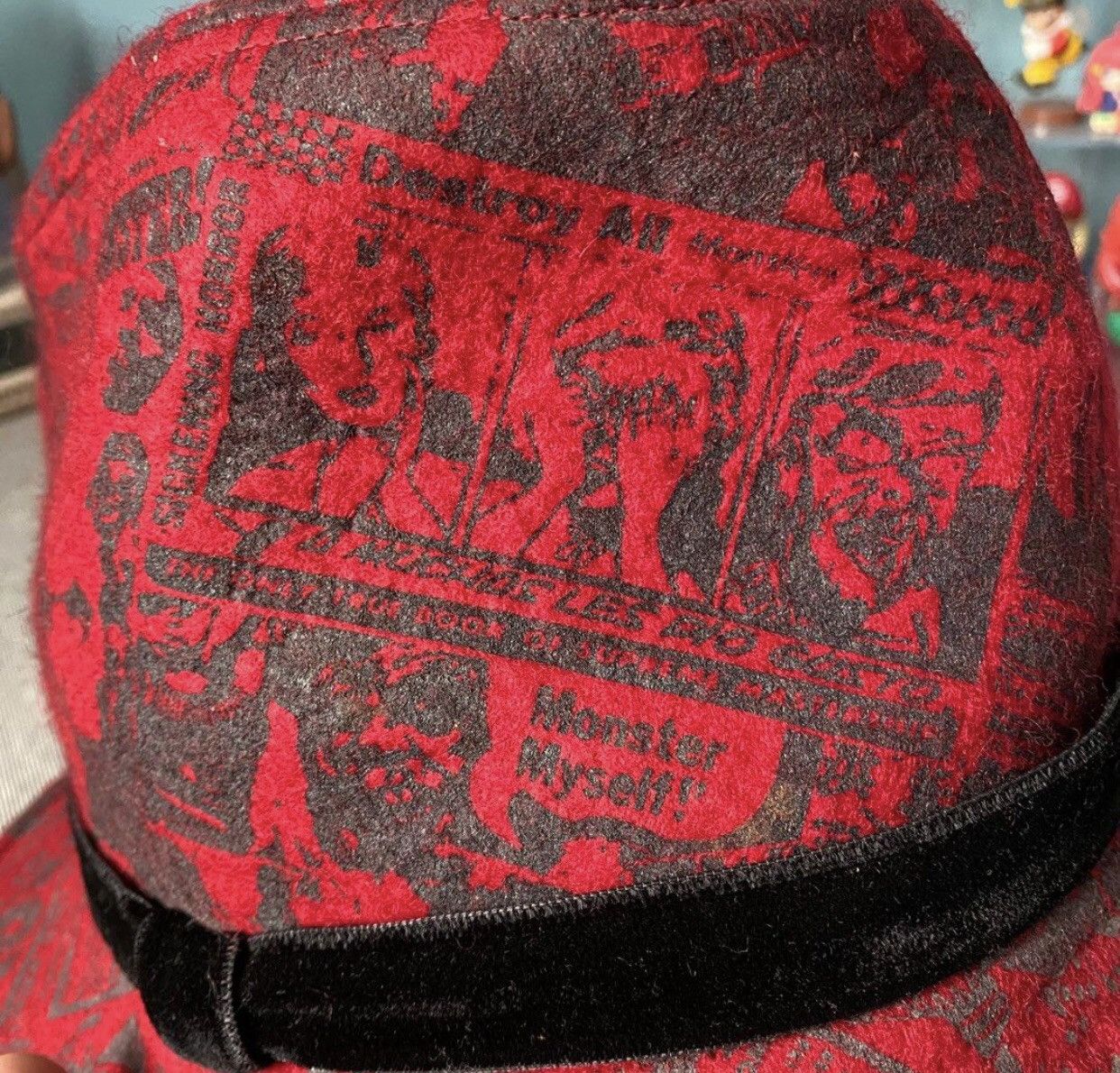 Hysteric Glamour Archival HYSTERIC GLAMOUR Full Print Wool Fedora Hat Size ONE SIZE - 5 Thumbnail