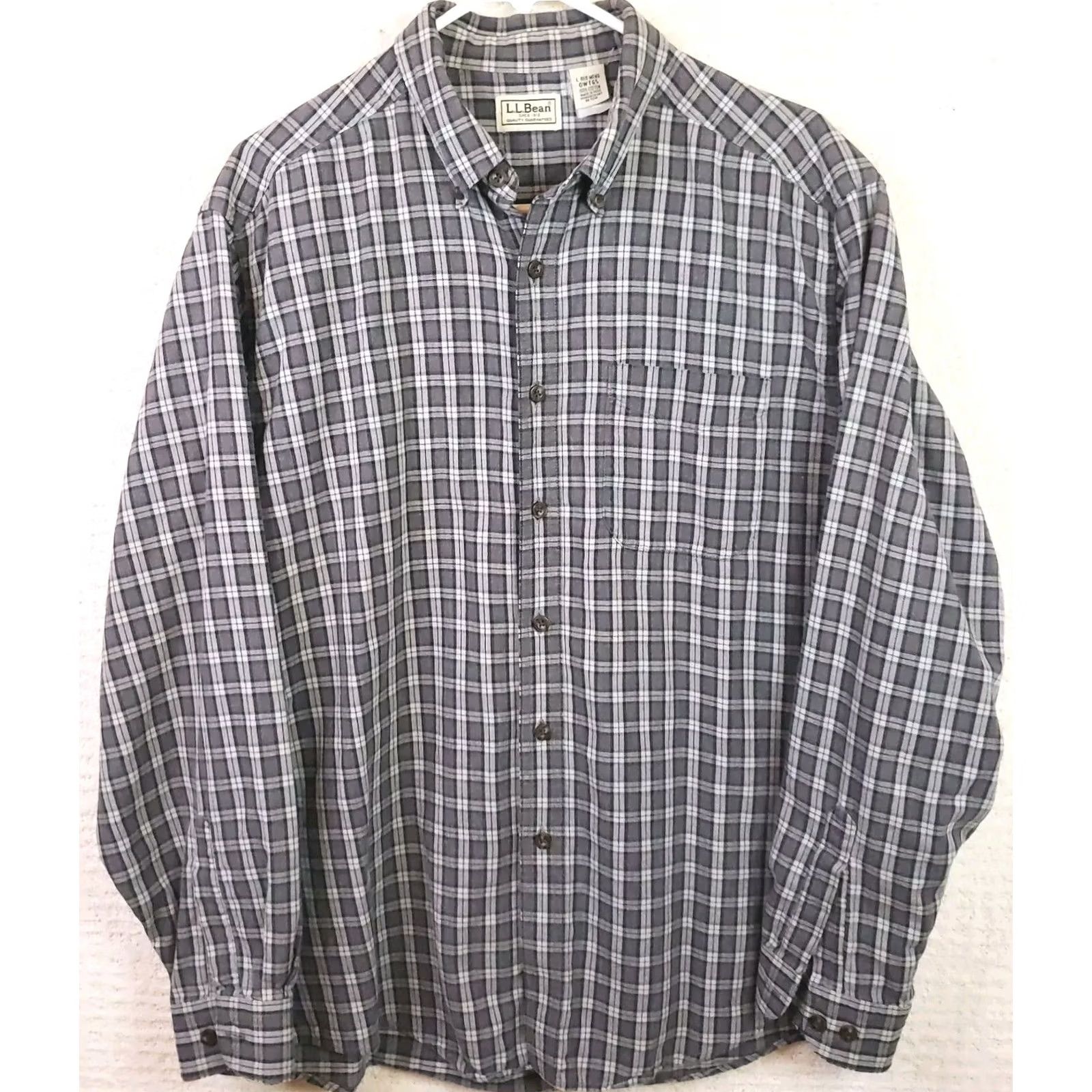 Vintage L.L. Bean Men's L Gray Red Flannel Plaid Button-Up Shirt Regular Fit Cotton Soft Casual Outdoor Size US L / EU 52-54 / 3 - 2 Thumbnail