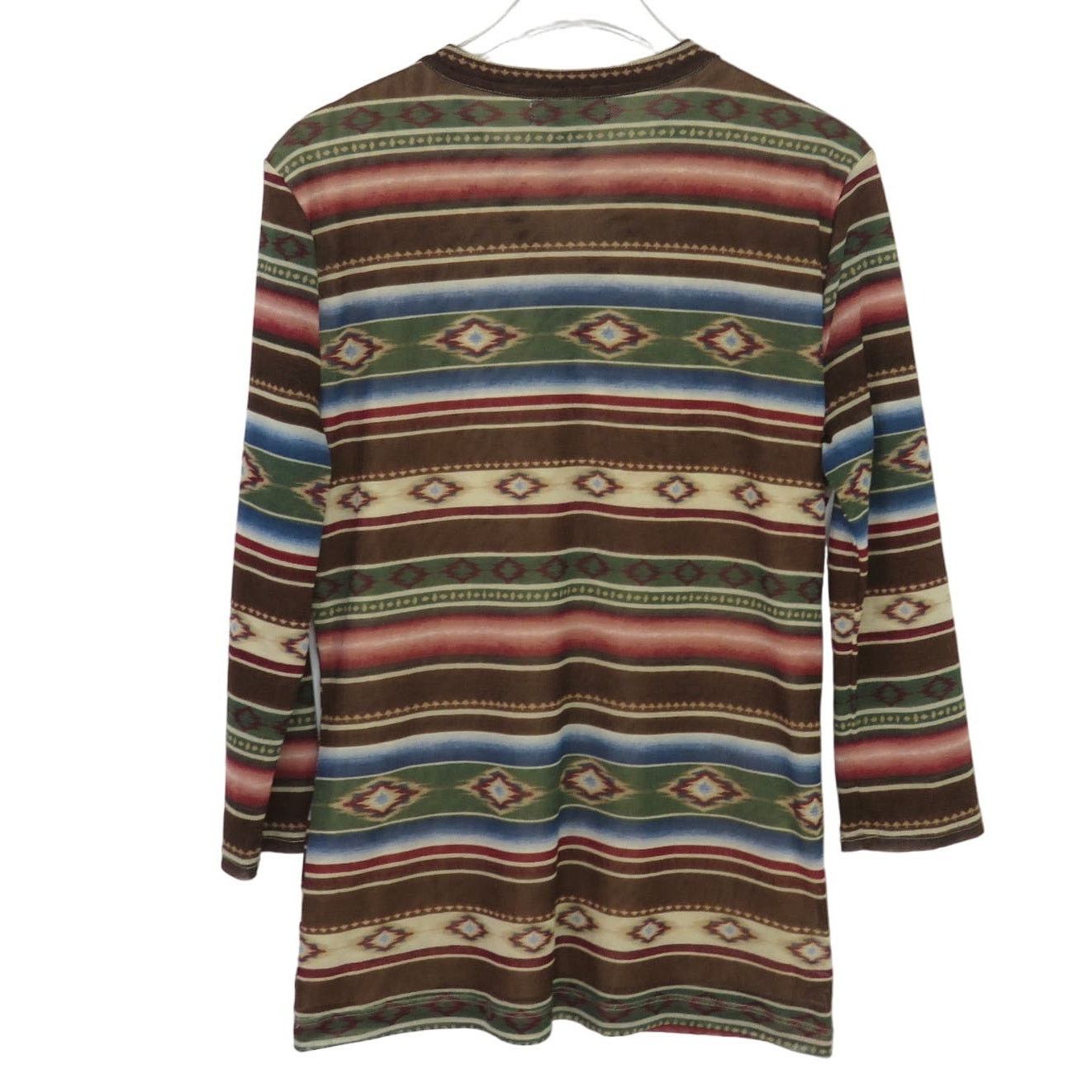 Chaps × Vintage Vintage Chaps Brown Tribal Ruffle Blouse Large Southwestern Size L / US 10 / IT 46 - 2 Thumbnail