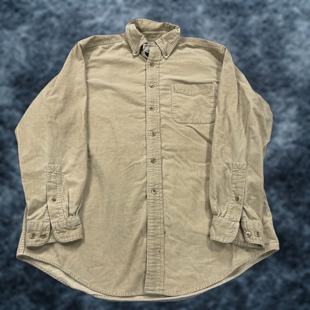 Vintage LL Bean Shirt Mens Medium Brown Corduroy Cotton Long Sleeve Casual Button Size US M / EU 48-50 / 2 - 1 Thumbnail