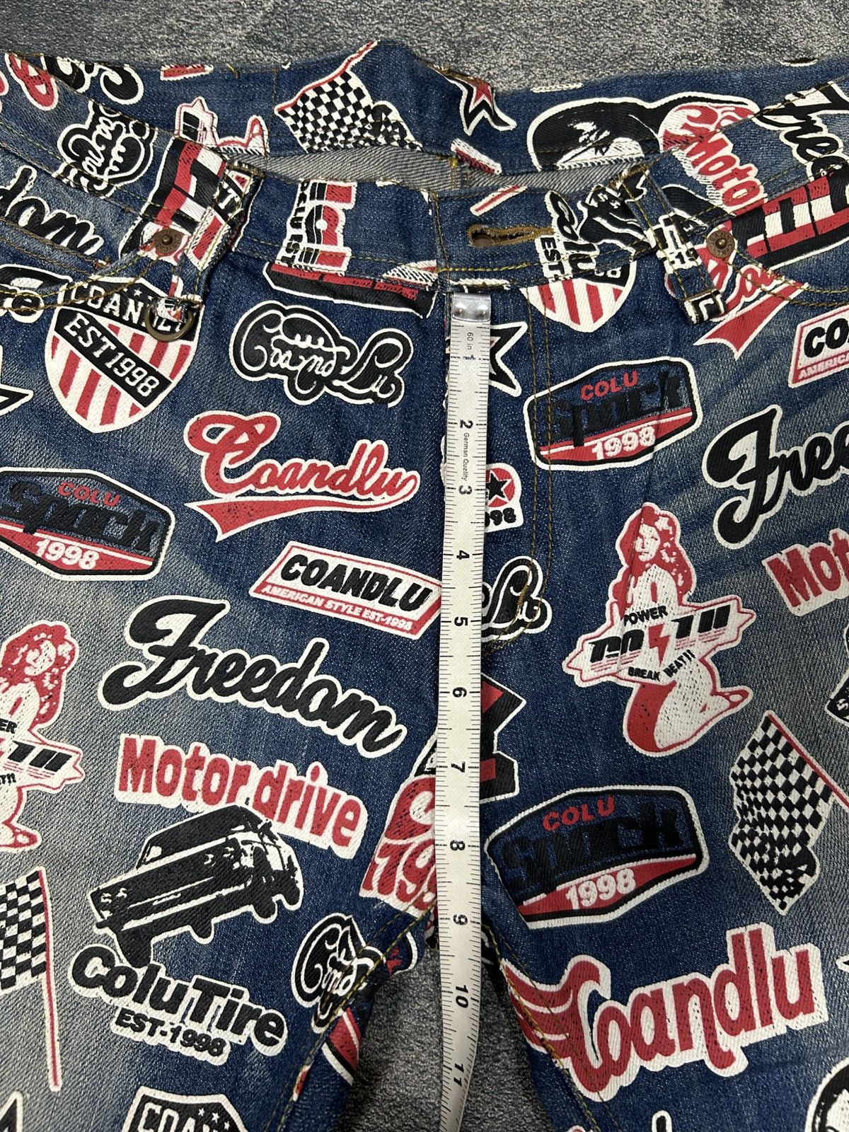 Japanese Brand Y2K CO&LU Hysteric Glamour style Denim Full Print Size US 33 - 16 Thumbnail