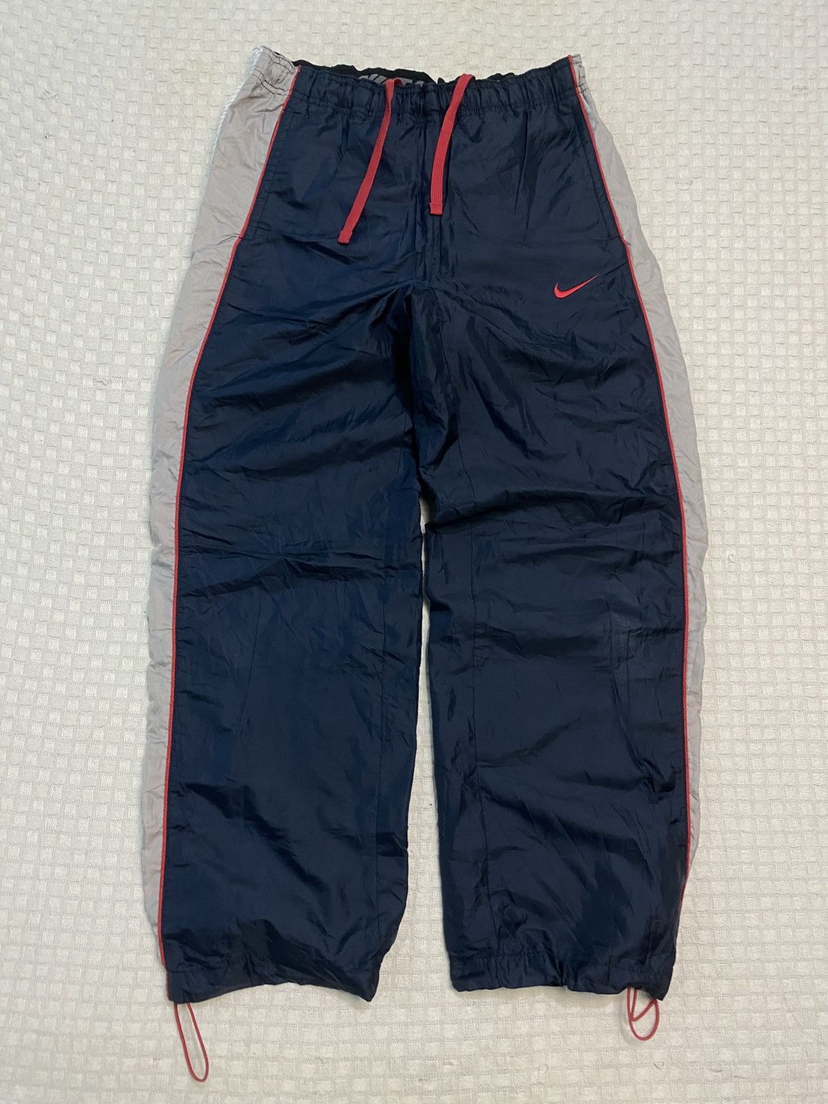 Bodega × Nike 💥 VINTAGE NIKE 90S BAGGY WIDE LEG SWOOSH TRACK PANTS Y2K Size US 36 / EU 52 - 1 Thumbnail