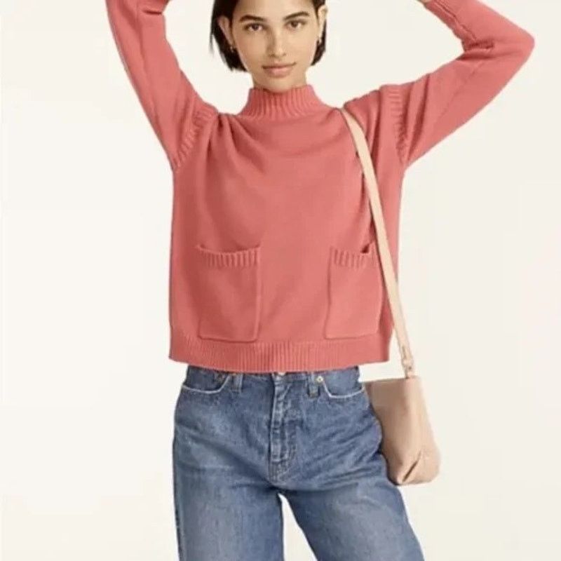 J.Crew J. Crew Cotton Cashmere Patch Pocket Mockneck Sweater XS Size XS / US 0-2 / IT 36-38 - 3 Thumbnail
