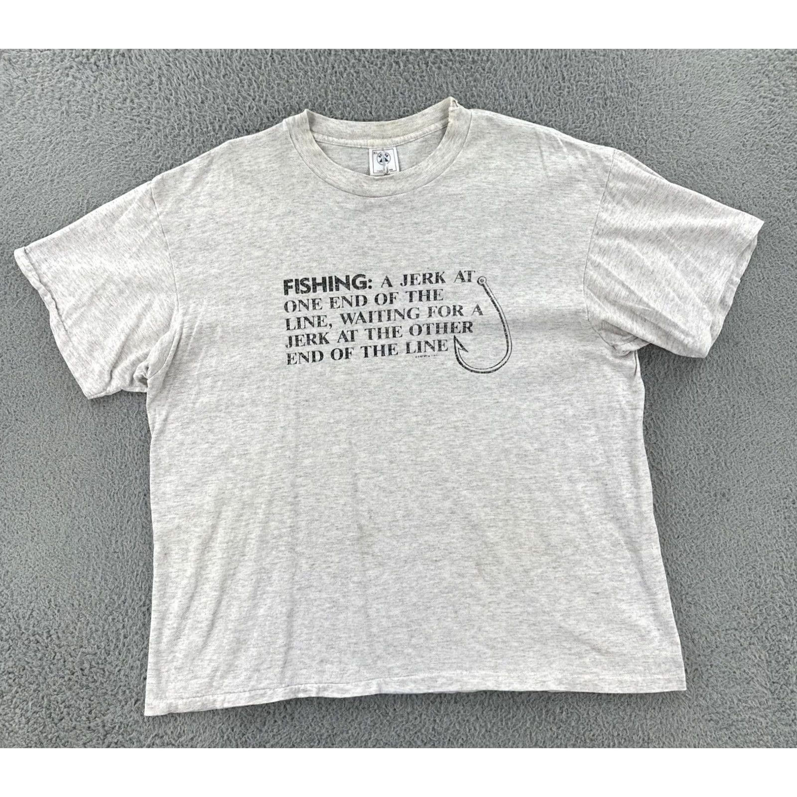 Delta Vintage Delta Mens XL Gray Single Stitch Made In USA Shirt 90s Fishing Humor Tee Size US XL / EU 56 / 4 - 2 Thumbnail