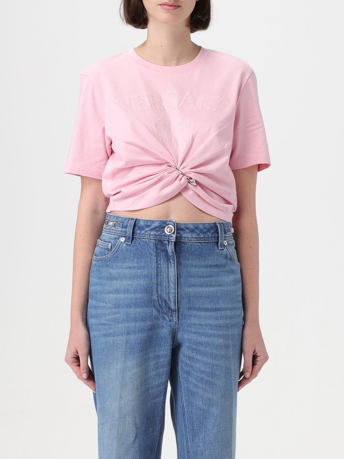 image of Versace T-Shirt Woman Pink, Women's (Size Medium)
