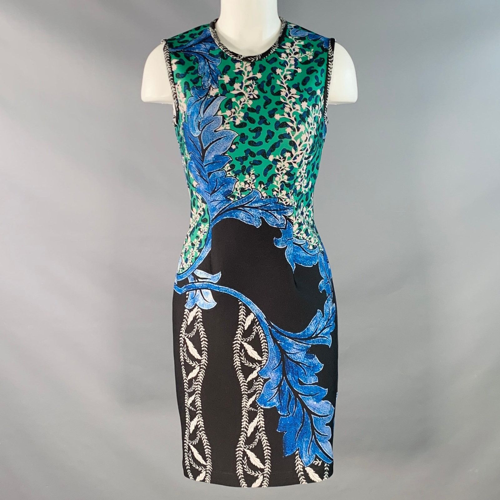 Yigal Azrouel Size 6 Black Green Blue Polyester Blend Cocktail Dress Size M / US 6-8 / IT 42-44 - 1 Thumbnail