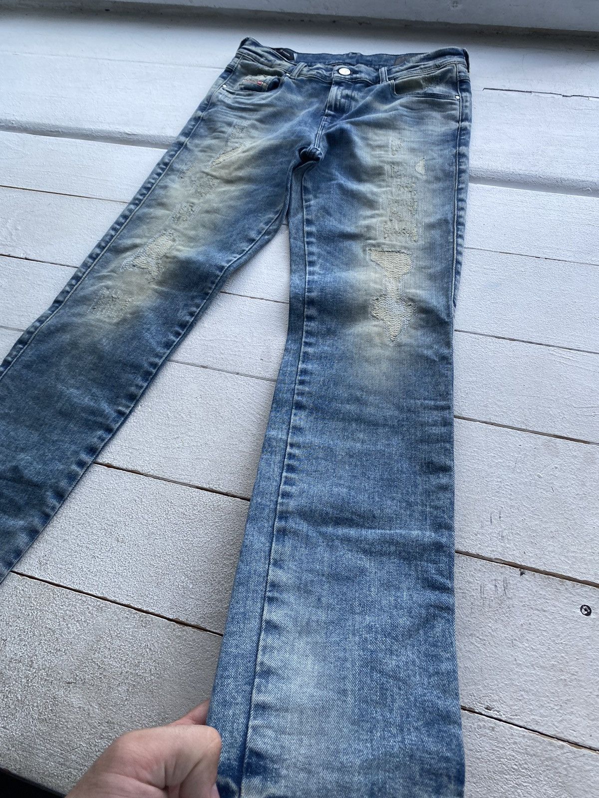 Diesel 🔗Opium Punk Diesel Distressed Washed Slim Straight Jeans Size 28" / US 6 / IT 42 - 4 Thumbnail