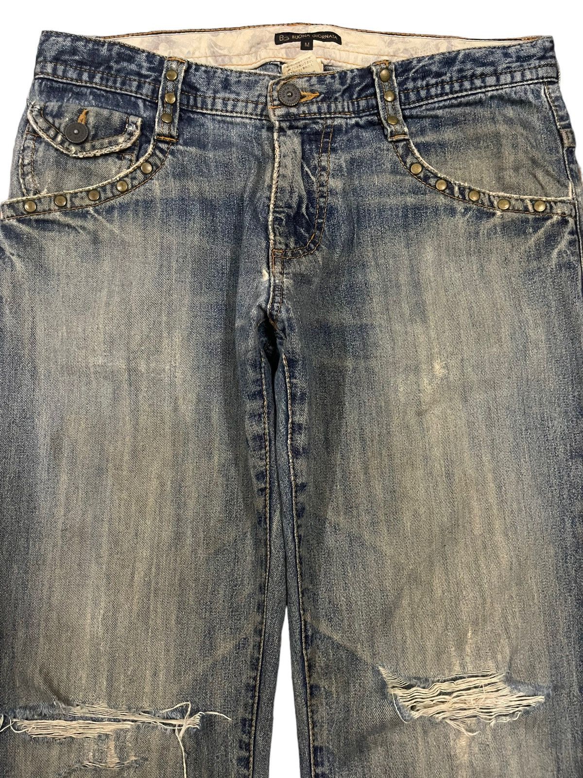 If Six Was Nine Vintage Japan Buona Giornata Blue Wash Distress Loose Jeans Size US 32 / EU 48 - 3 Thumbnail