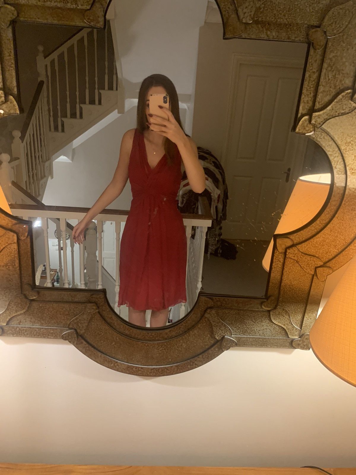 LK Bennett LK Bennett Silk Red Cocktail Dress Size M / US 6-8 / IT 42-44 - 2 Thumbnail