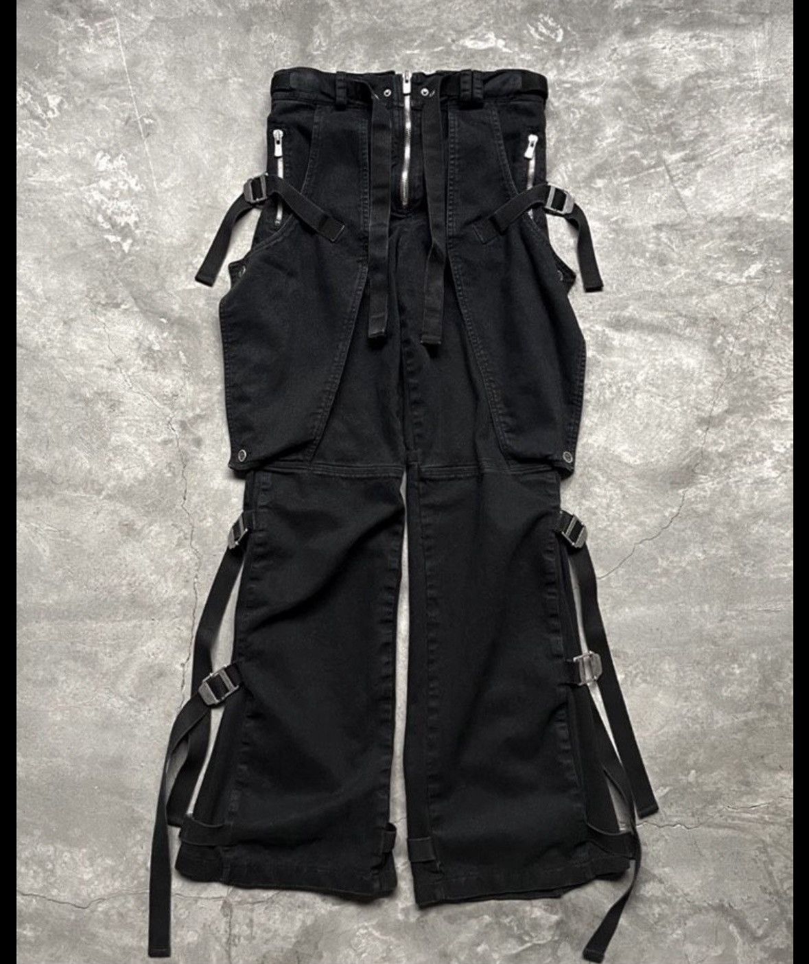 SHINE LUXURY "GHEIST" LAYERED BONDAGE PARACHUTE PANTS - XXL Size US 39 - 4 Thumbnail