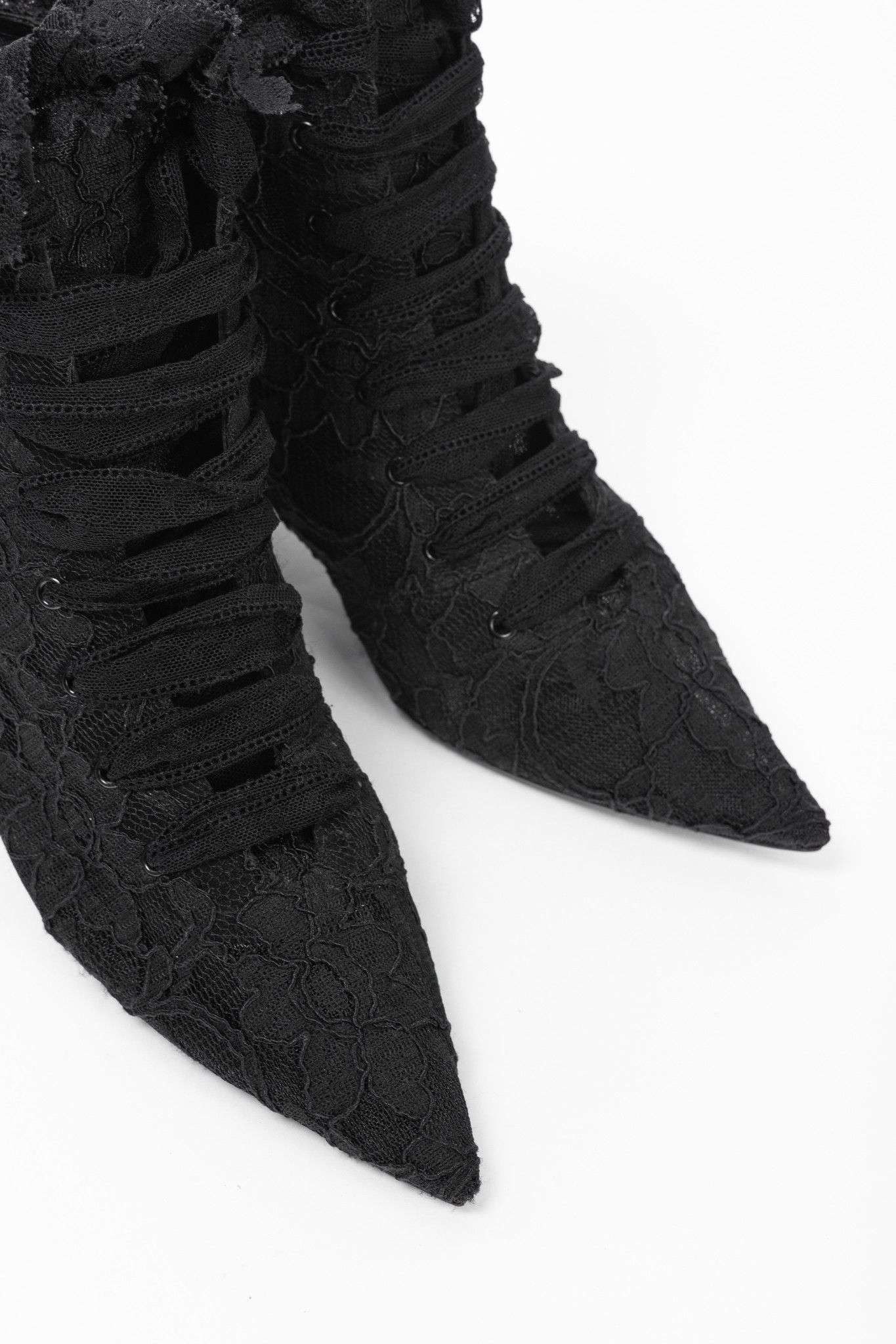 Saint Laurent Paris Saint Laurent Blaze 45 Black Lace Lace-Up Booties Size US 8 / IT 38 - 6 Thumbnail