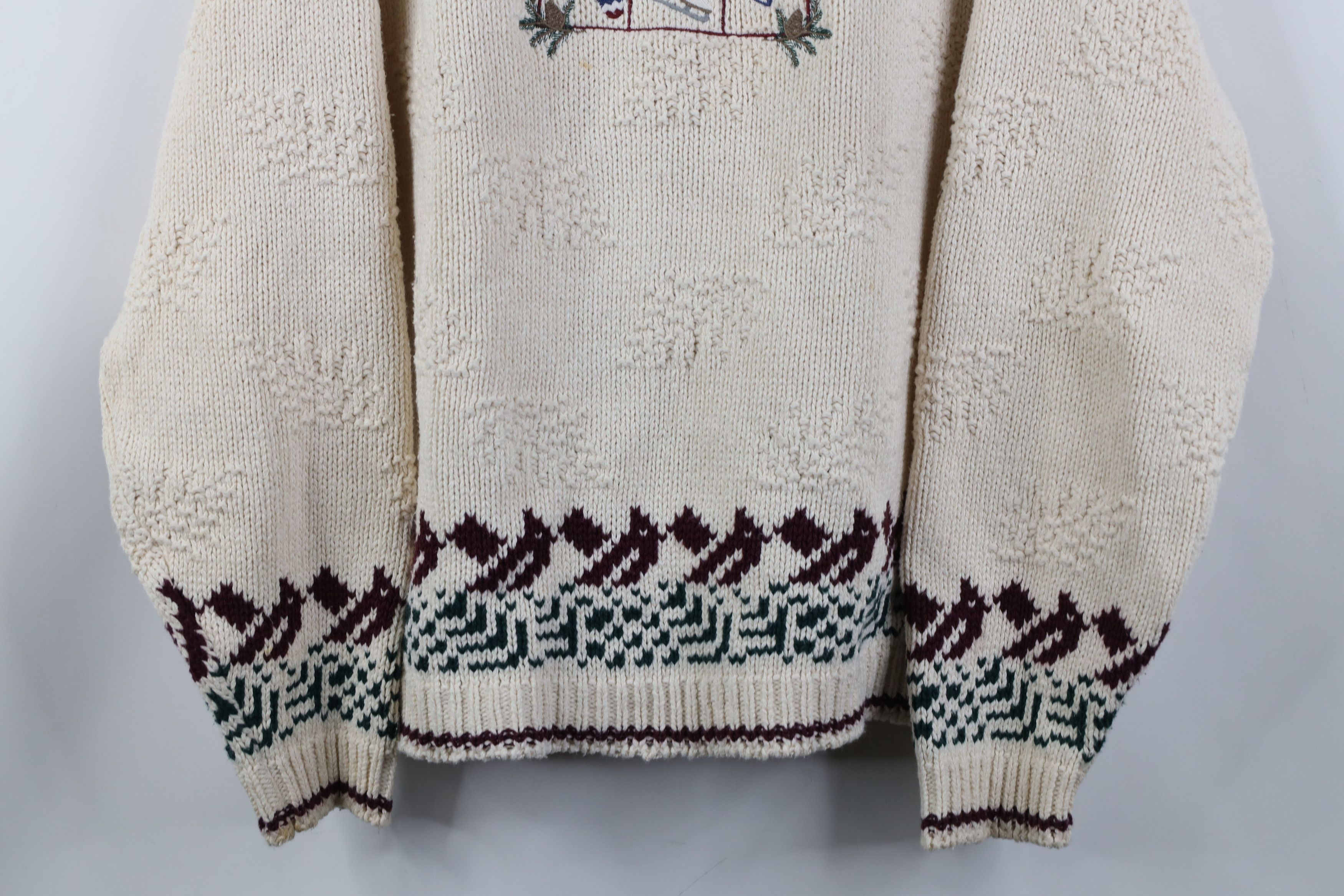 Vintage Vintage 90s Streetwear Winter Bird Cotton Knit Sweater USA Size L / US 10 / IT 46 - 3 Thumbnail