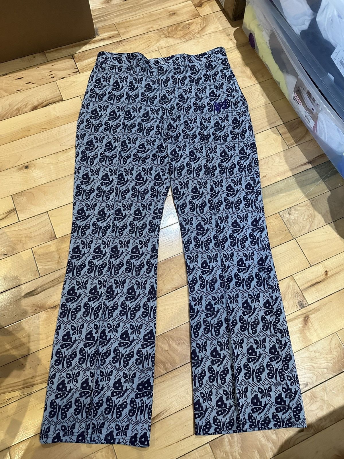 Needles Papillon Butterfly Pleated Boot Cut Jean Trouser Pants Poly Size US 32 / EU 48 - 1 Thumbnail