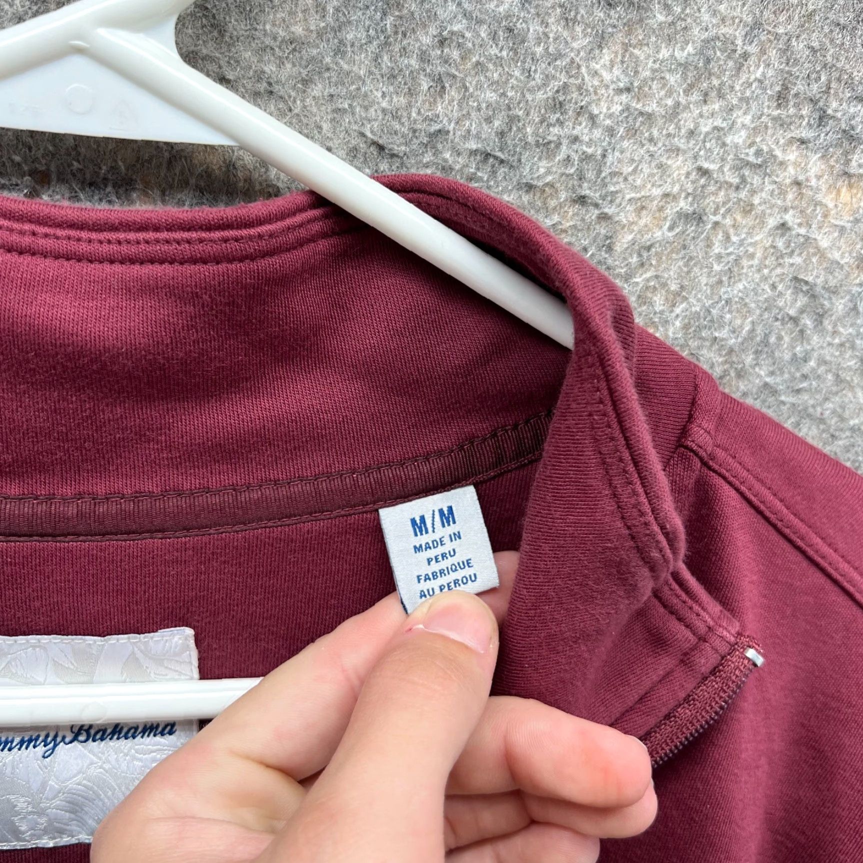 Tommy Bahama VINTAGE Tommy Bahama Sweater Mens Medium Burgundy Mock Neck Pullover Fleece Cotton Size US M / EU 48-50 / 2 - 6 Thumbnail