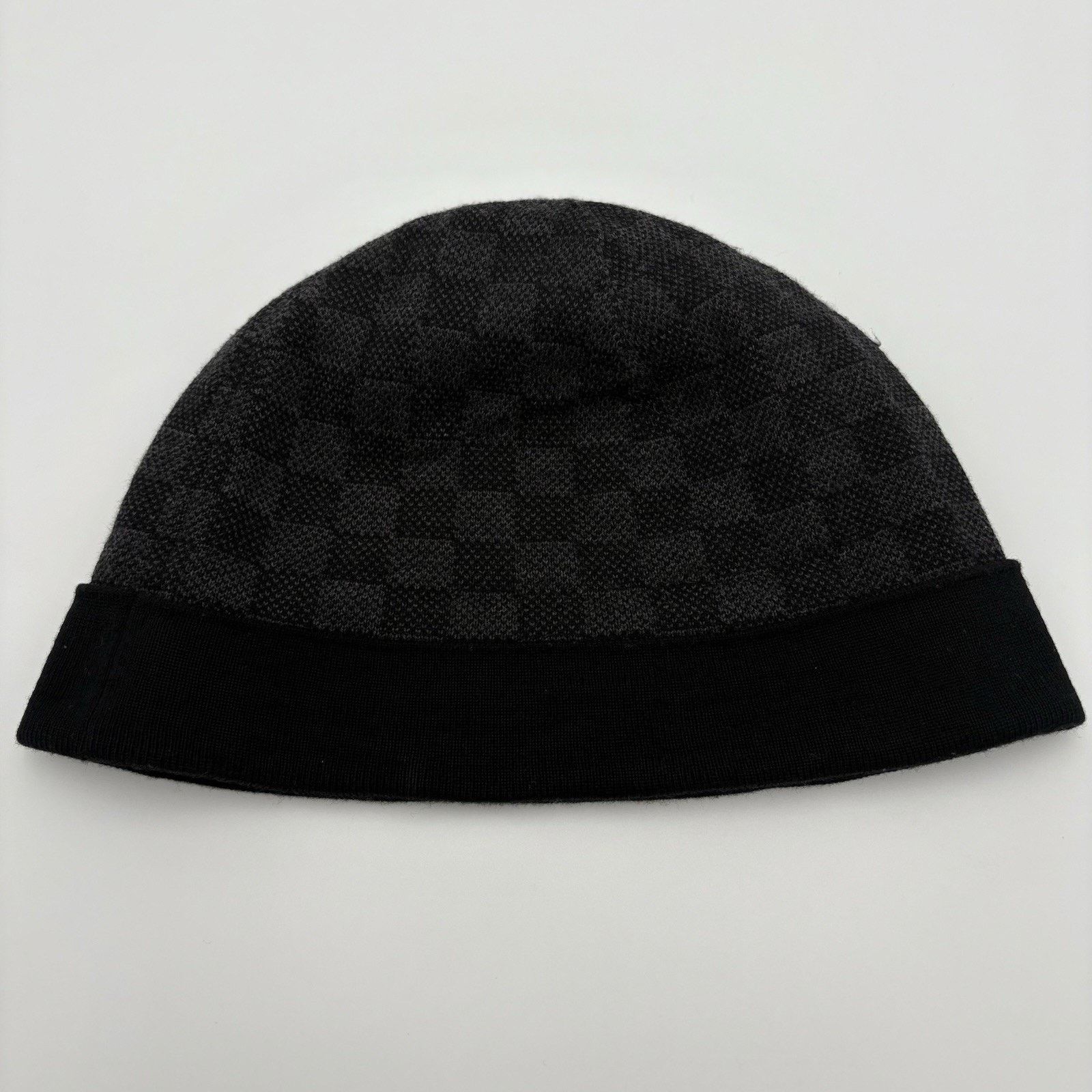Louis Vuitton Louis Vuitton Wool Petit Damier Graphite Beanie ' Black Grey Size ONE SIZE - 7 Thumbnail