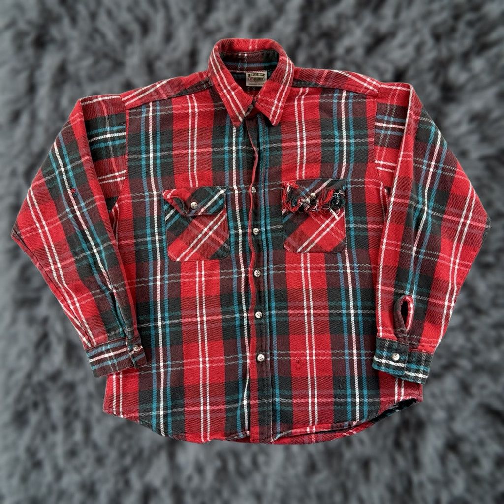 Vintage VINTAGE Five Brother Shirt Men Large Red Plaid Flannel All Cotton 90s Grunge USA Size US L / EU 52-54 / 3 - 1 Thumbnail
