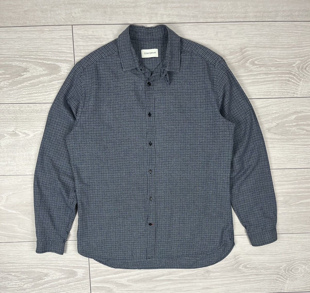 Oliver Spencer Oliver Spencer Grey Cotton Flannel Button Shirt Size US L / EU 52-54 / 3 - 1 Thumbnail