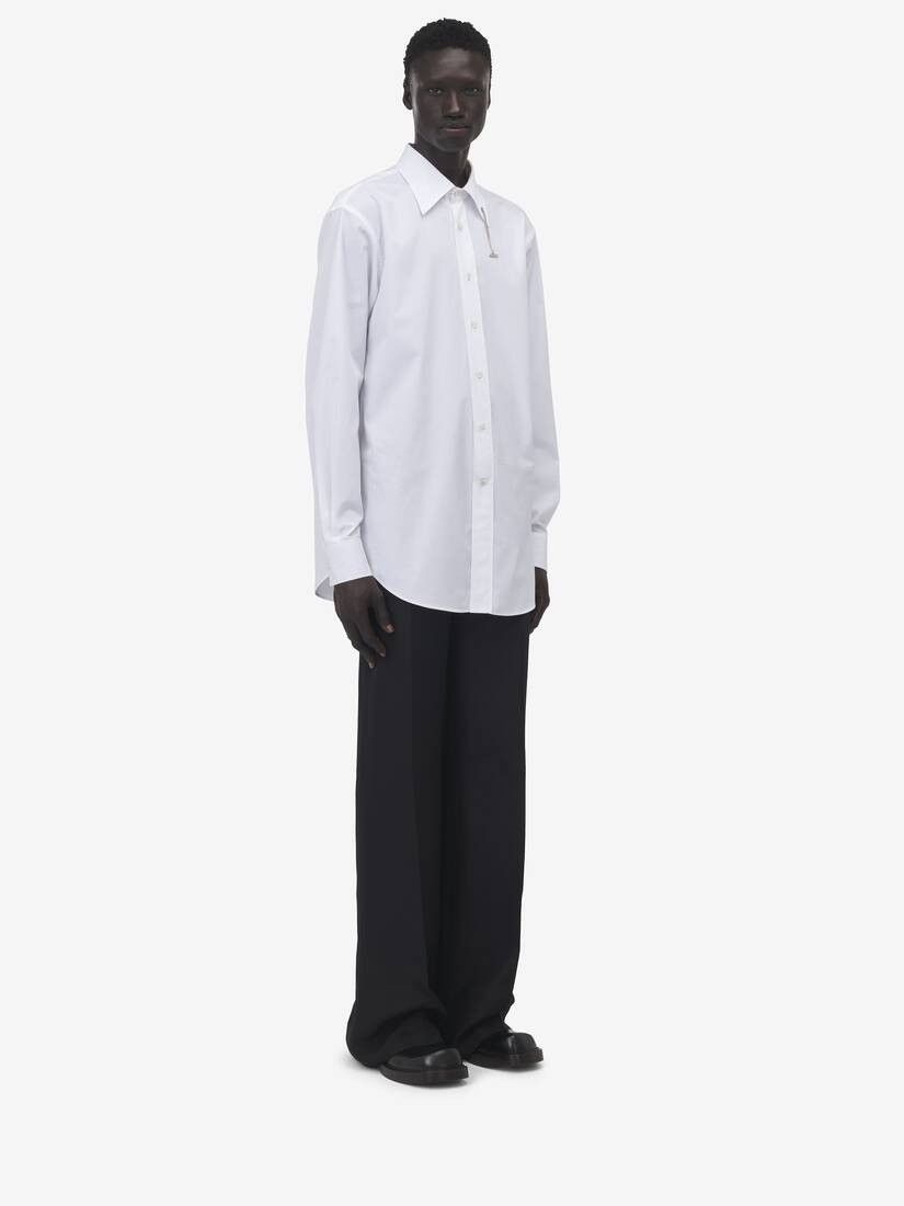 Alexander McQueen o1srvl11e0226 T-Bar Chain Shirt In White Size US S / EU 44-46 / 1 - 4 Thumbnail