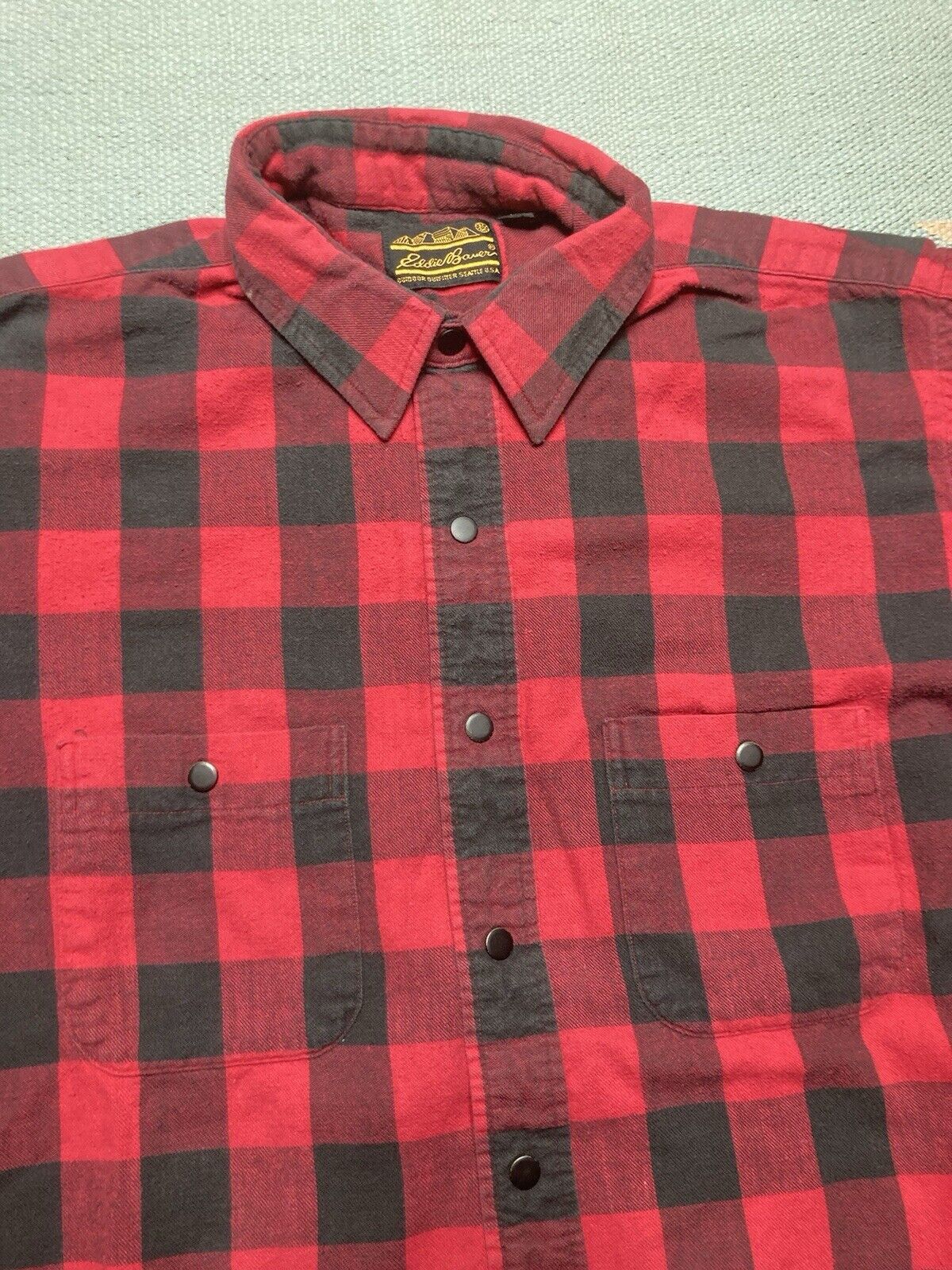 Eddie Bauer × Vintage Eddie Bauer flannel shirt brushed cotton snap buffalo XL Size US XL / EU 56 / 4 - 2 Thumbnail