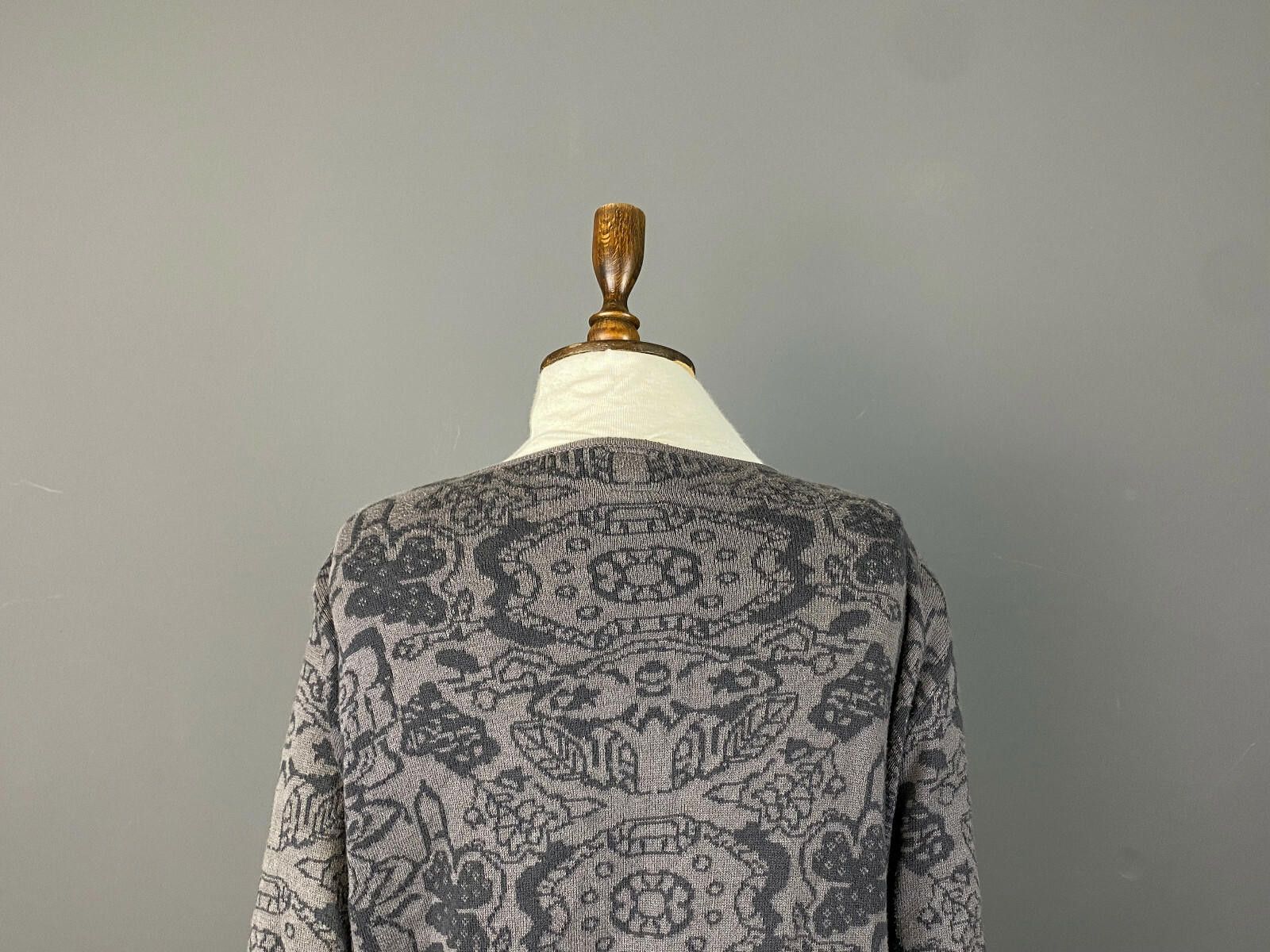 Designer Deerberg by Oska Gray Floral Pattern Cardigan Sweater Size M Size M / US 6-8 / IT 42-44 - 7 Thumbnail