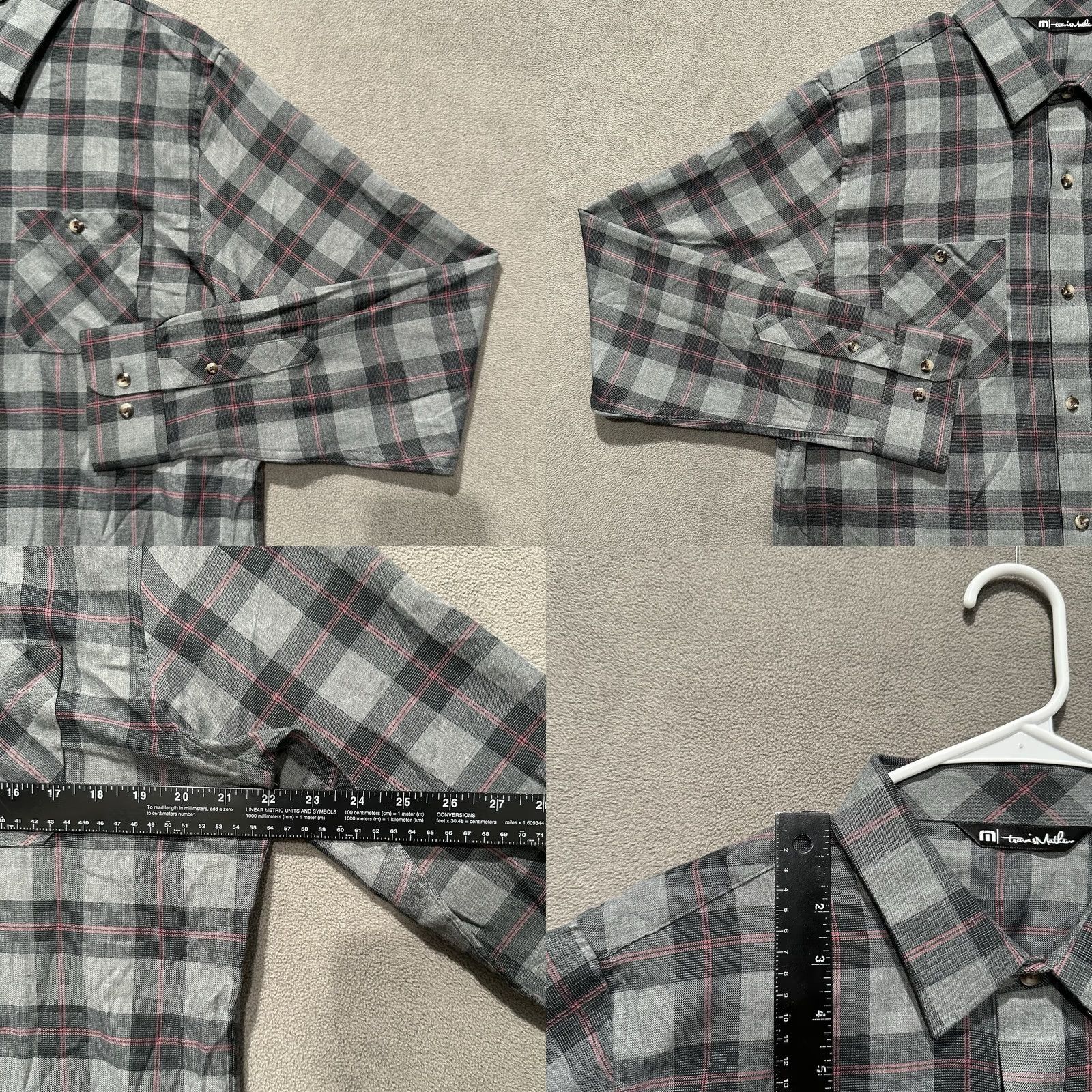 TravisMathew Travis Mathew Shirt Mens M Gray/Red Plaid Button Up Long Sleeve Cloud Flannel Size US M / EU 48-50 / 2 - 8 Thumbnail