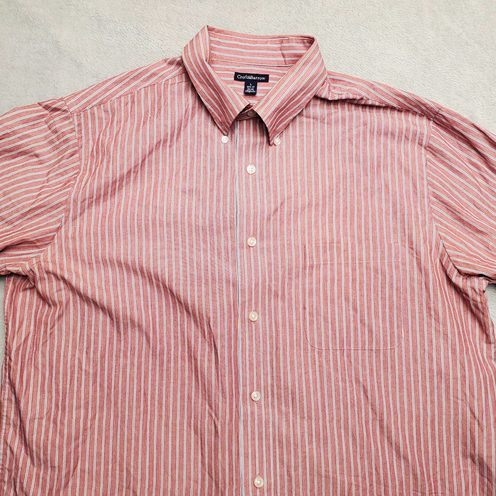 Croft & Barrow VINTAGE Croft & Barrow Shirt Men L Red Stripe Button Long Sleeve Cotton Blend Casual Size US L / EU 52-54 / 3 - 2 Thumbnail