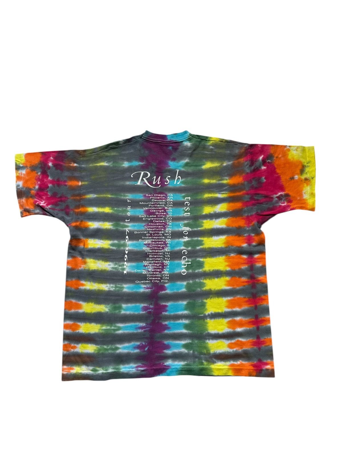 Band Tees VINTAGE 1990s RUSH TEST FOR ECHO 1996-97 TOUR TIE DYE SHIRT Size US XL / EU 56 / 4 - 2 Thumbnail
