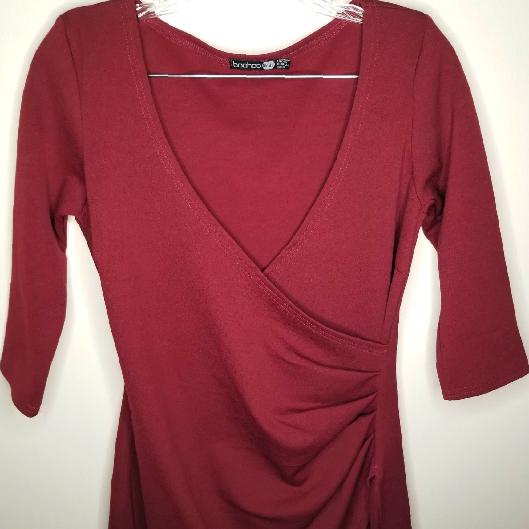 Boohoo Boohoo Night Dress Womens Red Short Sleeve Size 8 Midi Size 30" / US 8 / IT 44 - 2 Thumbnail