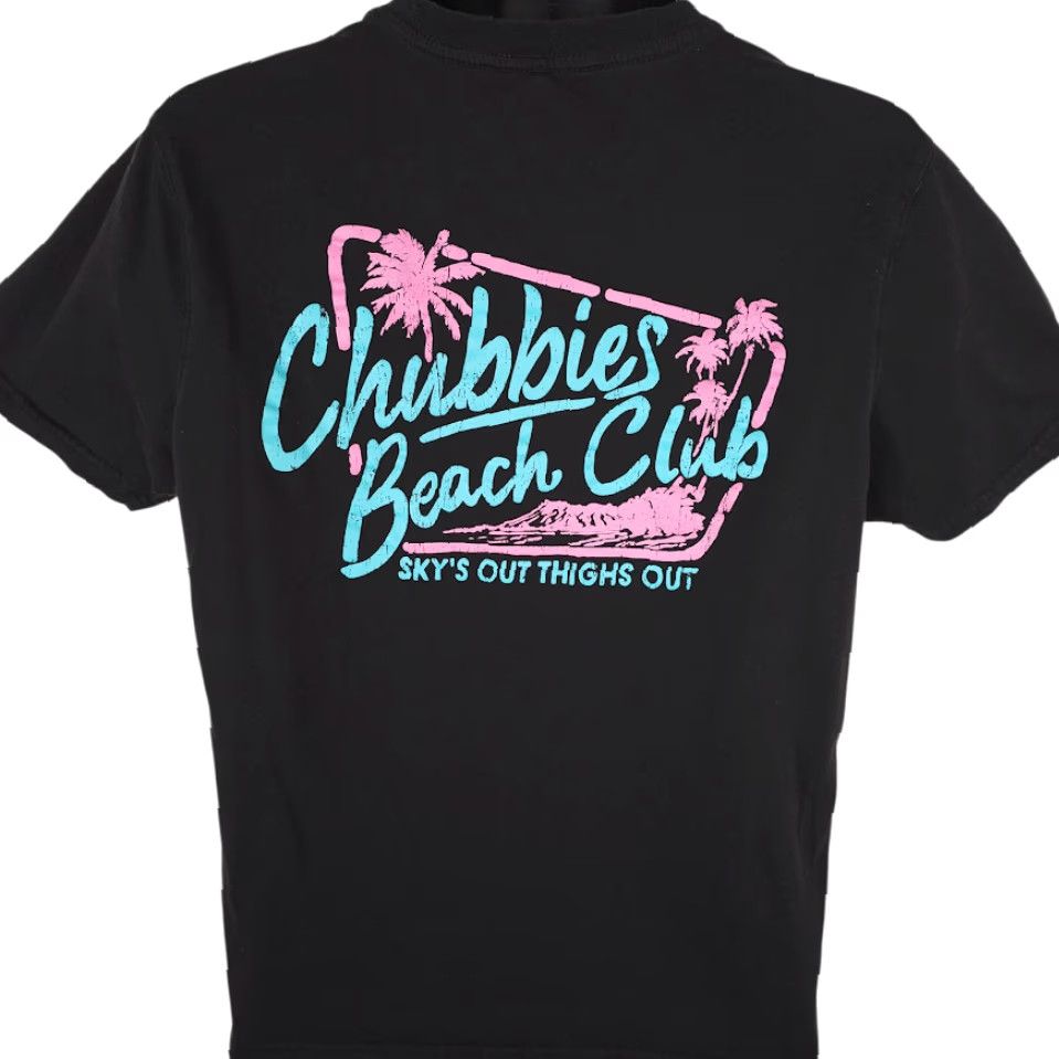 Chubbies Chubbies Beach Club T Shirt Mens Size Medium Black Skys Out Thighs Out Beach Shirt Graphic Tee Mens Black Skys Out Thighs Out 2010-2019 Vintage No Size US M / EU 48-50 / 2 - 4 Thumbnail