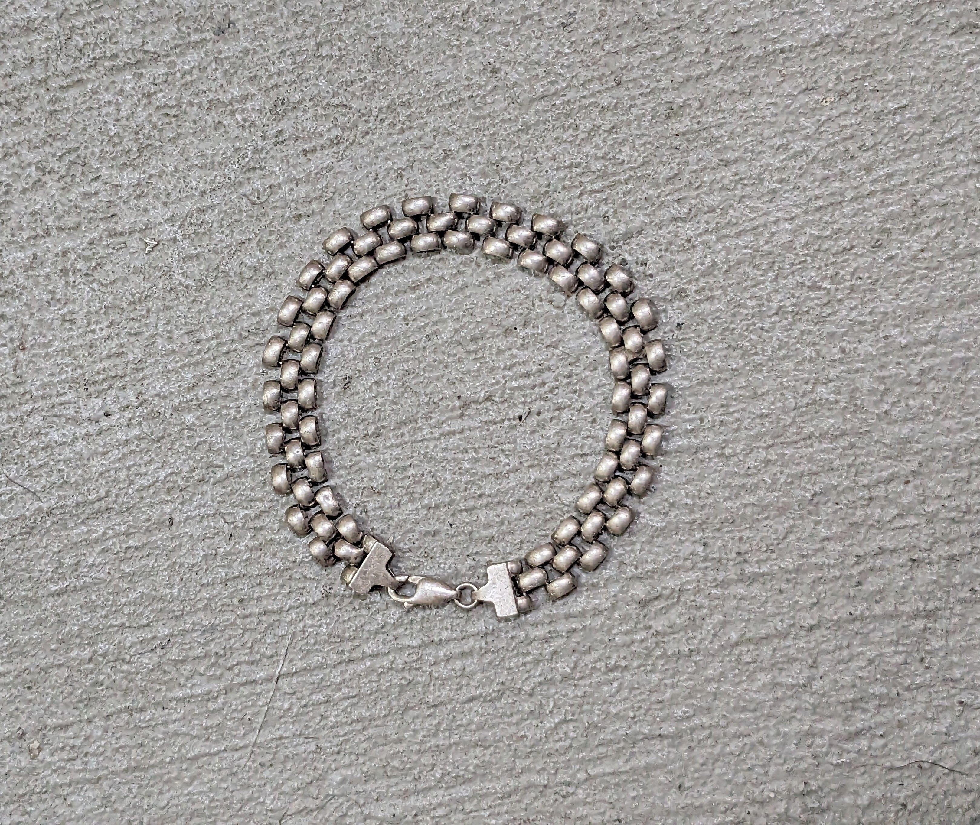 Jewelry Vintage Sterling Silver Bracelet Panther Chain Link 7.25" Size ONE SIZE - 2 Thumbnail