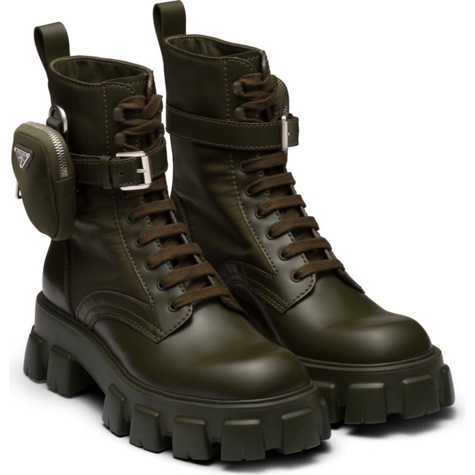 Prada Prada Monolith Green Leather Nylon Pouch Combat Boot 40 Size US 10 / IT 40 - 7 Thumbnail